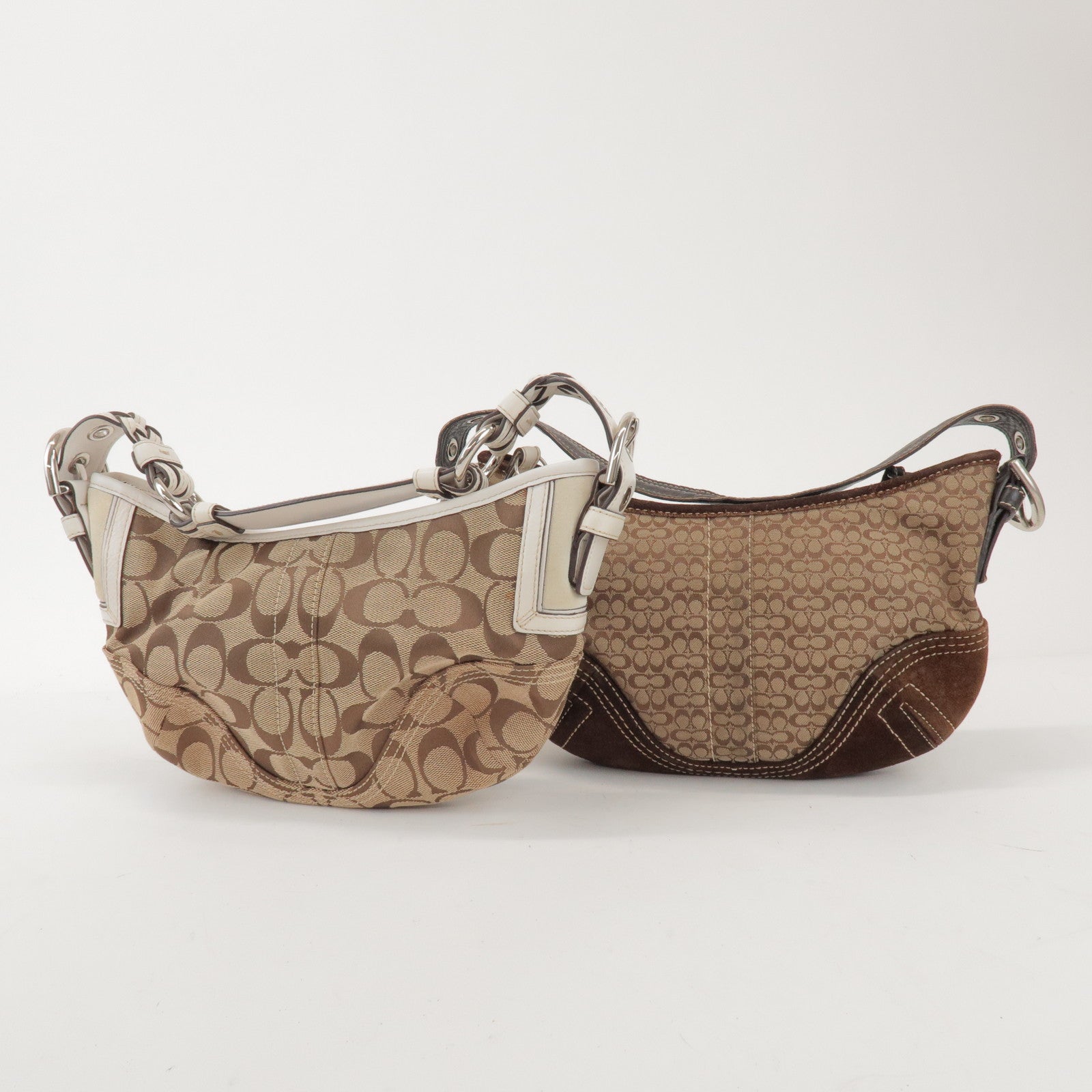 COACH Signature Set of 2 Canvas Leather Suede Shoulder Bag