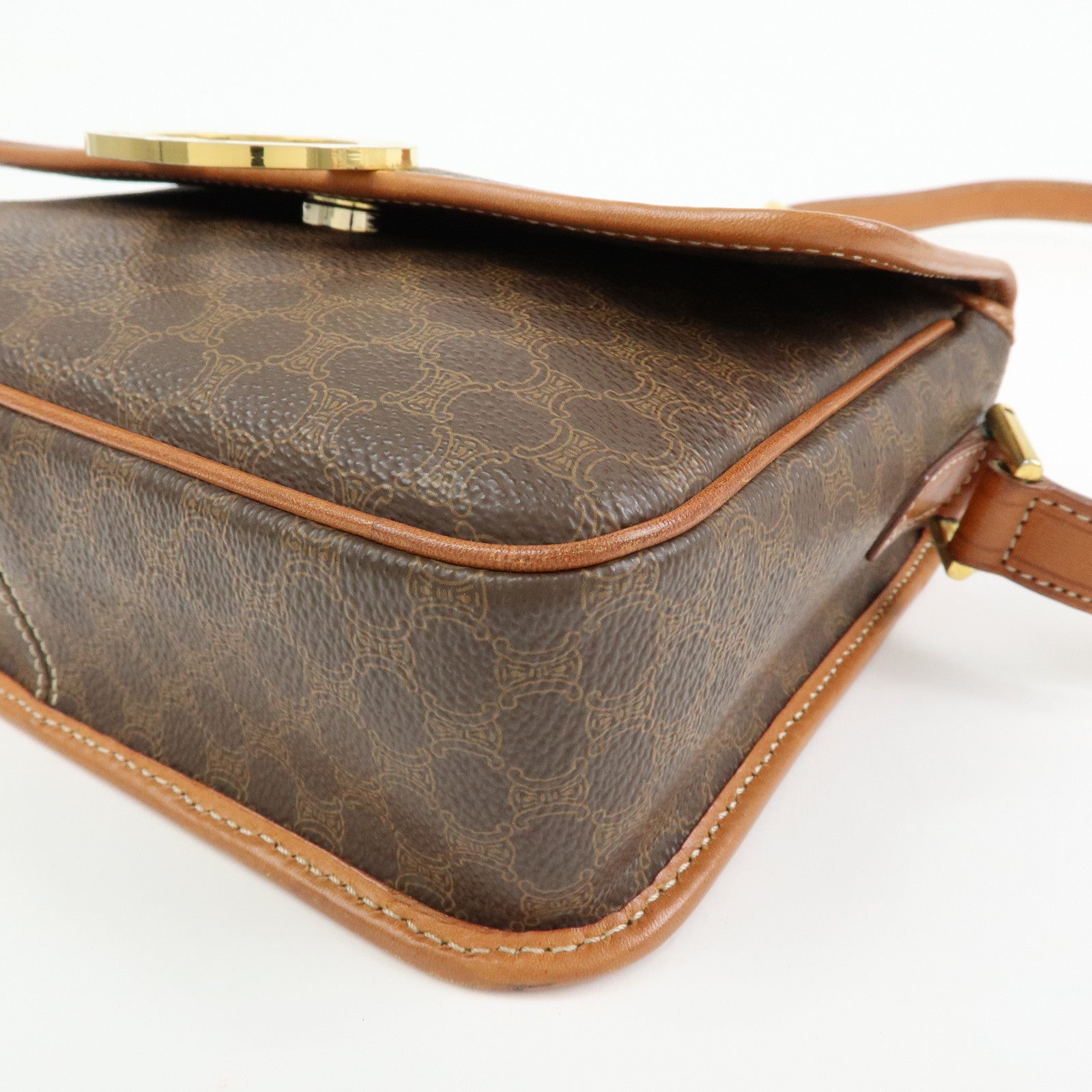 CELINE Trio PVC Leather Shoulder Bag Crossbody Bag Brown