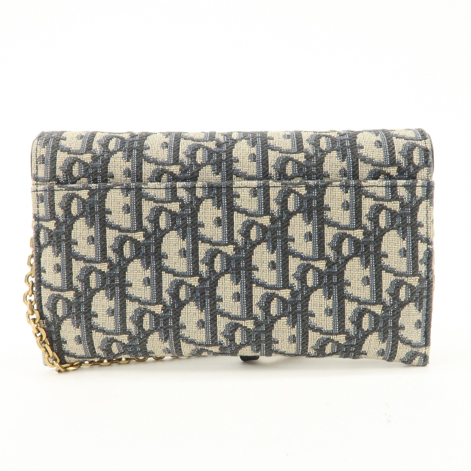 Christian Dior Jacquard Leather Saddle Small Chain Shoulder Wallet