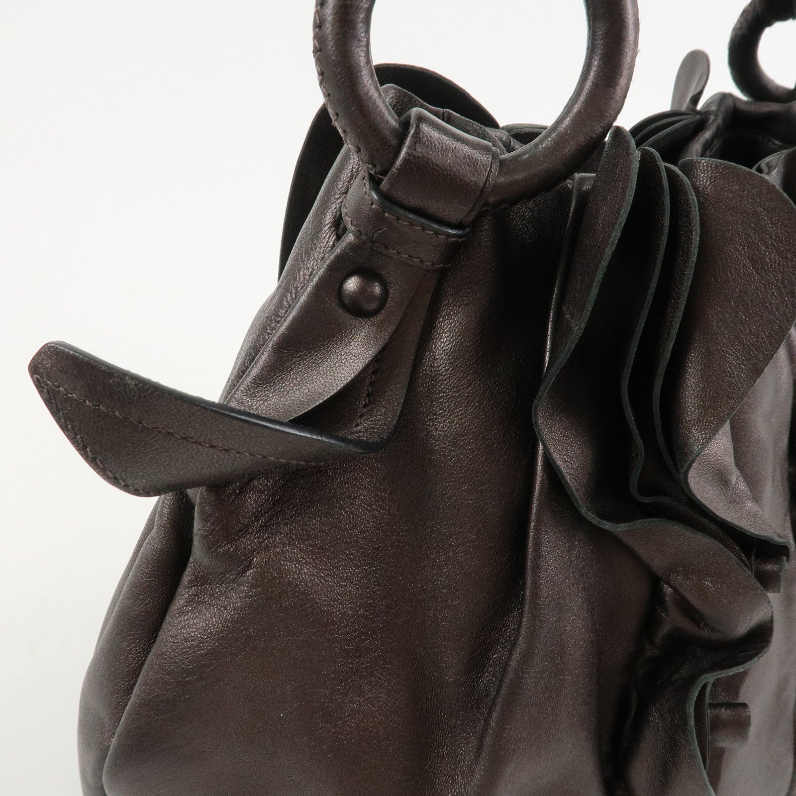 PRADA Logo Nappa Leather Shoulder Bag Hand Bag Bronze BR3993