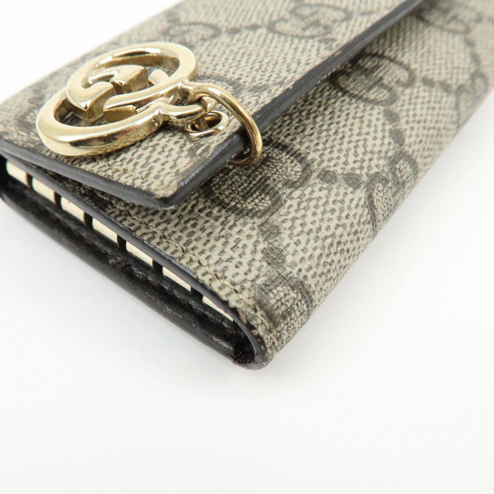 GUCCI Interlocking G GG Supreme 6 Rings Key Case Beige 212111