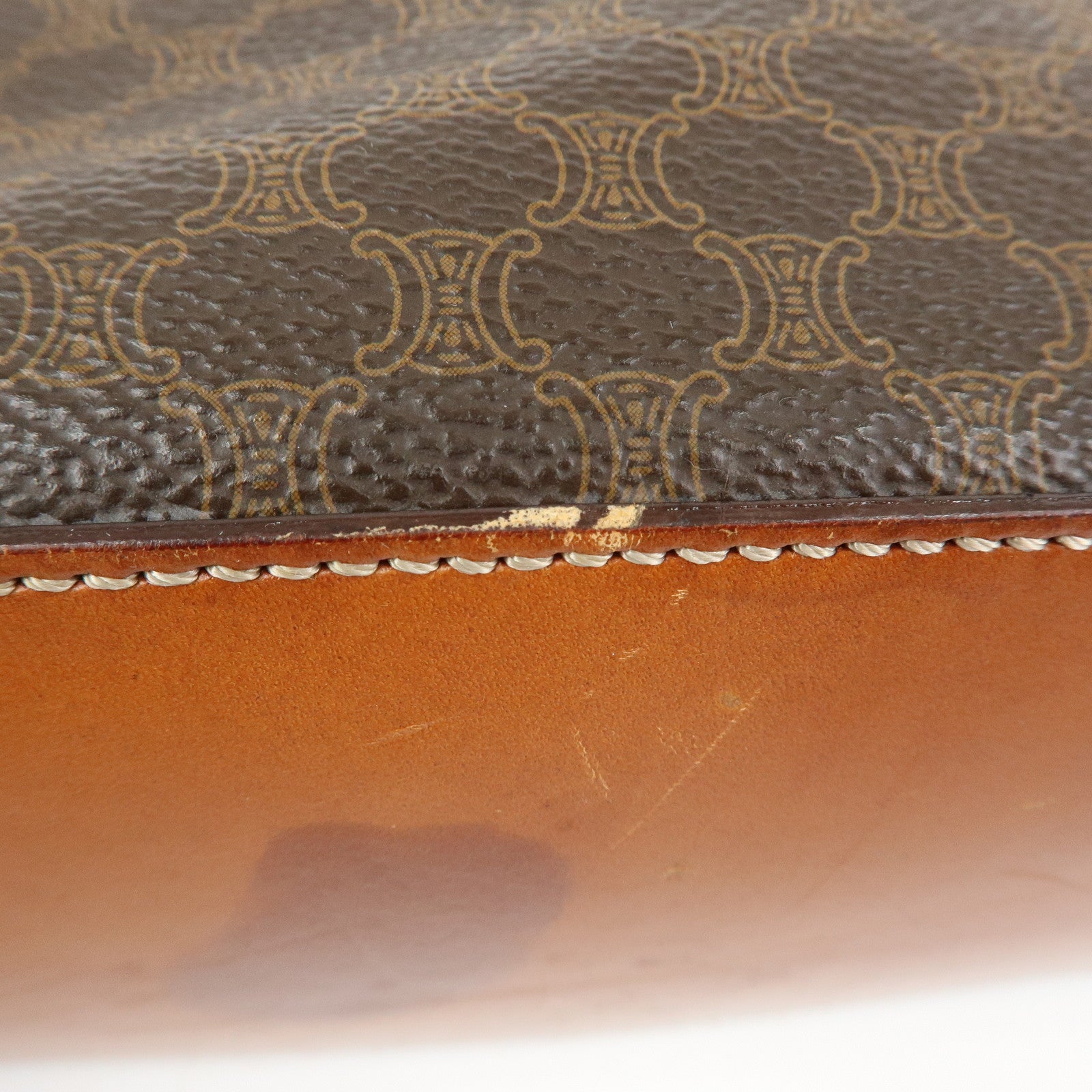 CELINE Macadam PVC Leather Hand Bag Tote Bag Brown