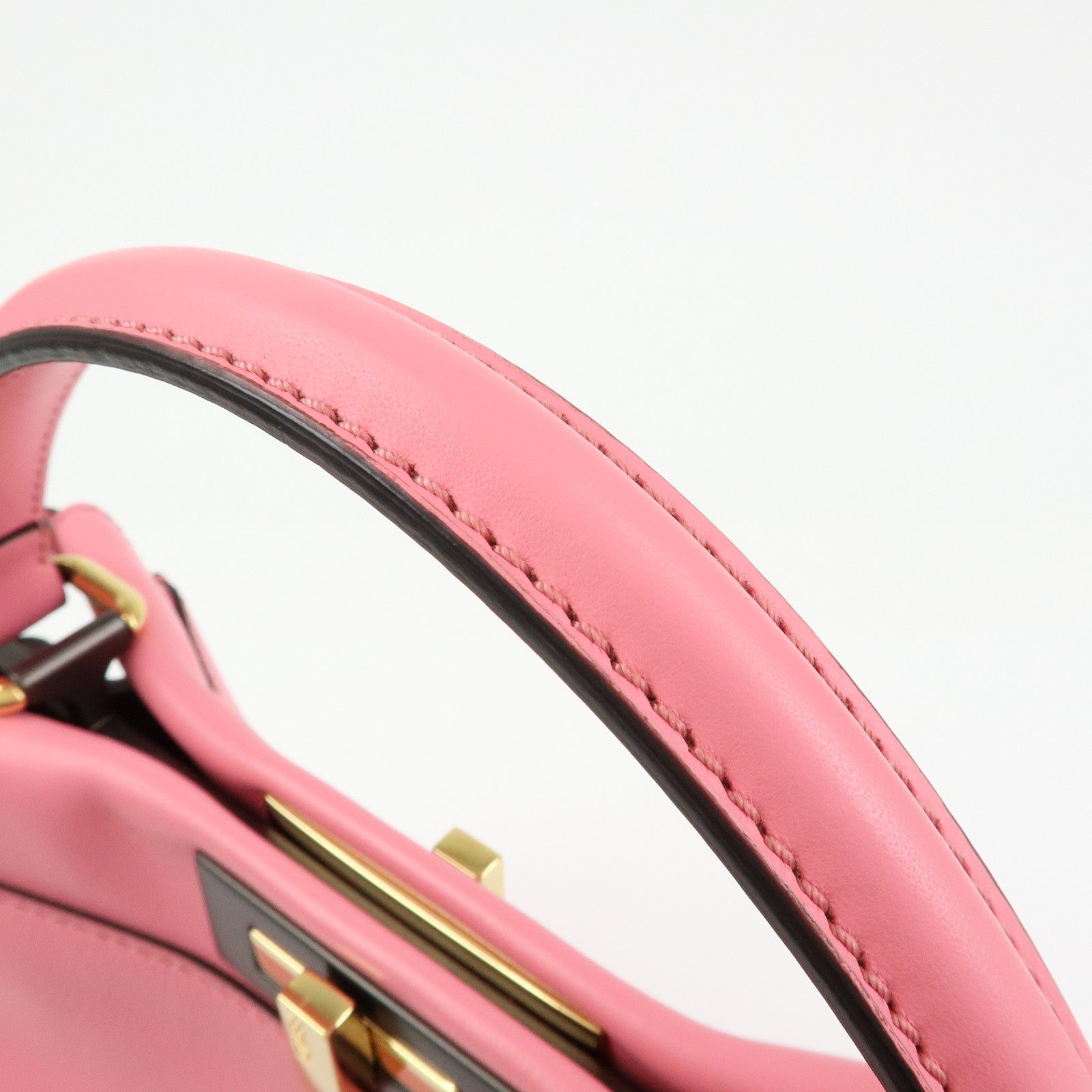 FENDI Peekaboo Leather 2Way Bag Hand Bag Shoulder Bag Pink 8BN290