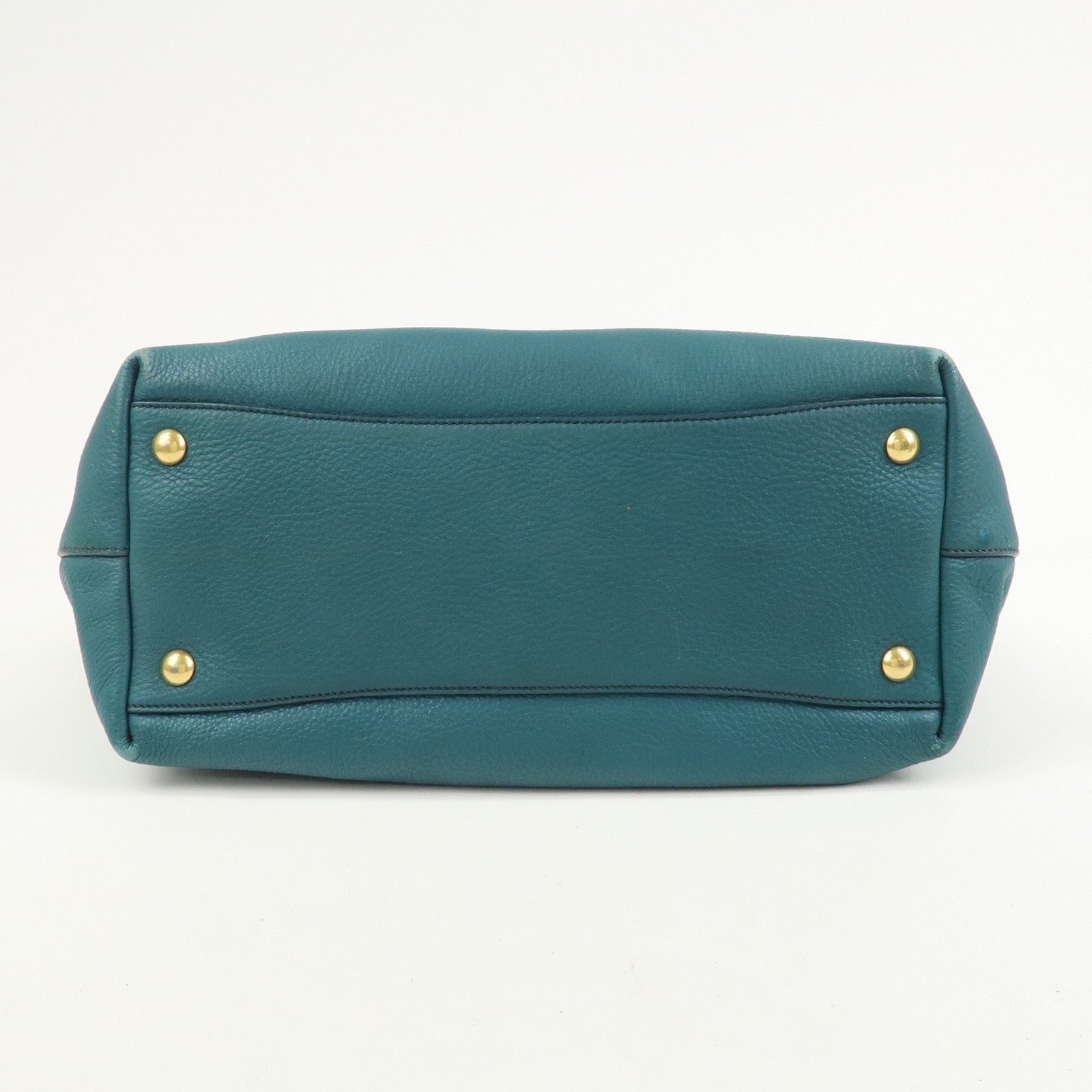 MIU MIU Logo Leather 2Way Bag Hand Bag Shoulder Bag Blue RR1905