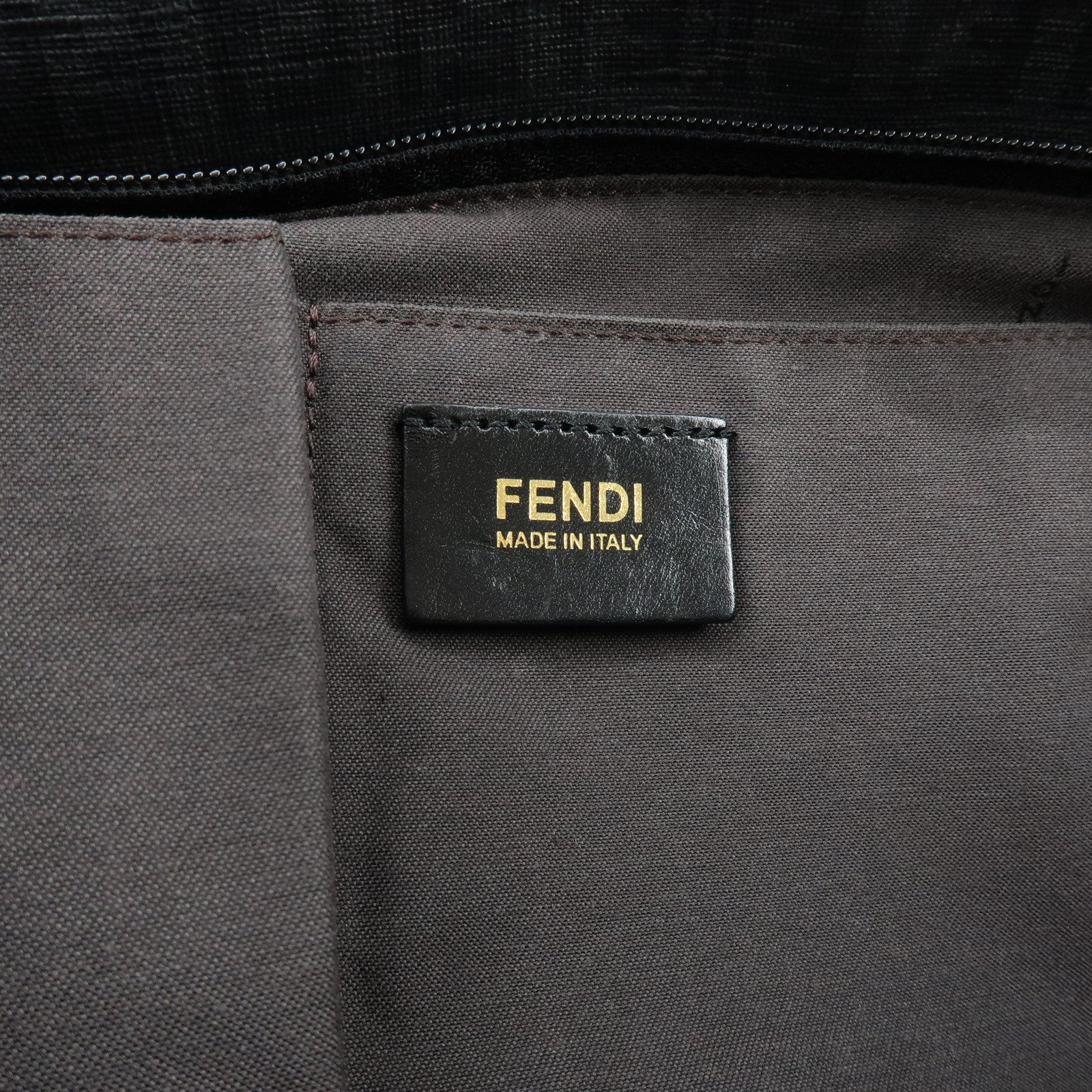 FENDI Zucchino PVC Leather Tote Bag Shoulder Bag Black Charm 8BH215