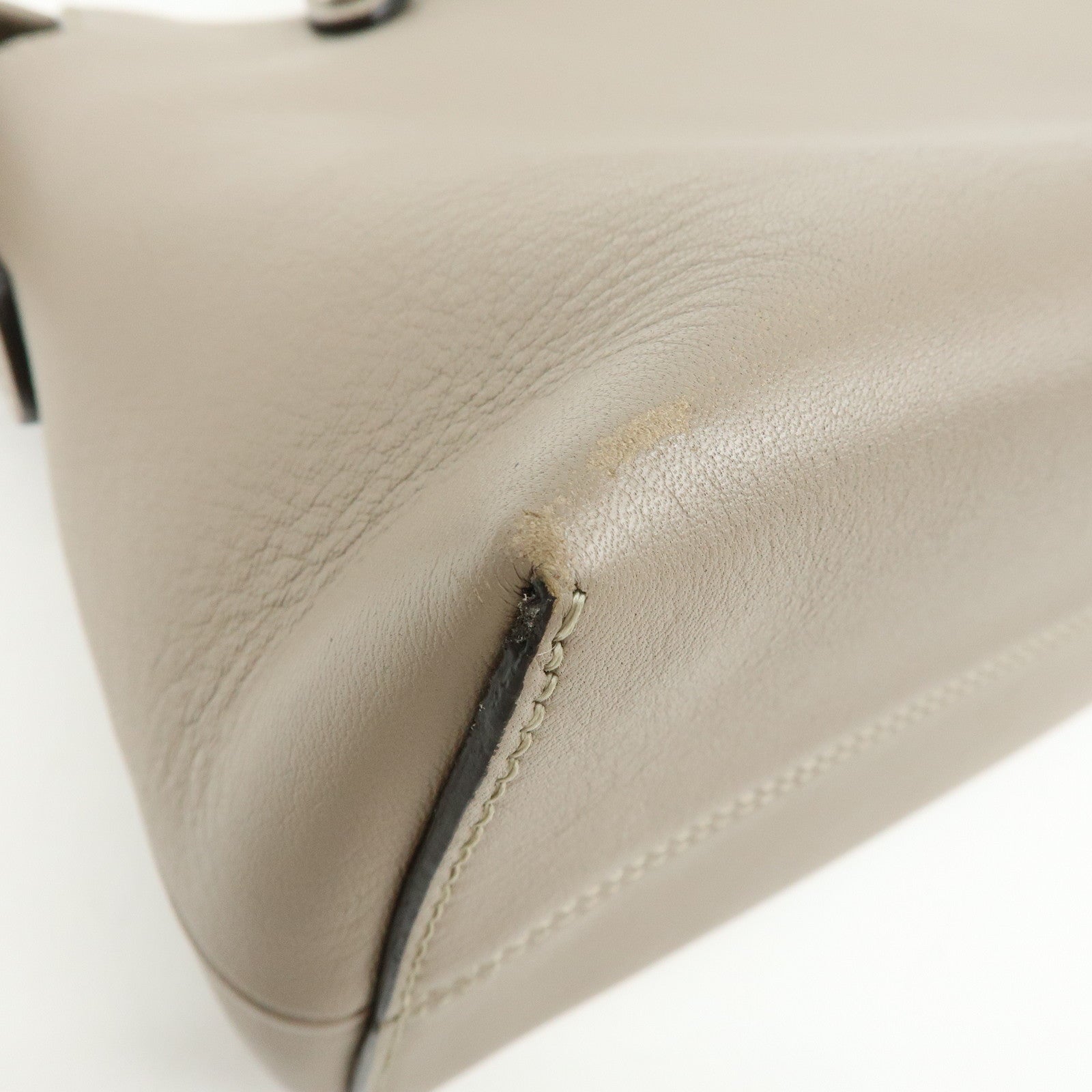 FENDI By The Way Leather 2Way Hand Bag Shoulder Bag Greige 8BL146