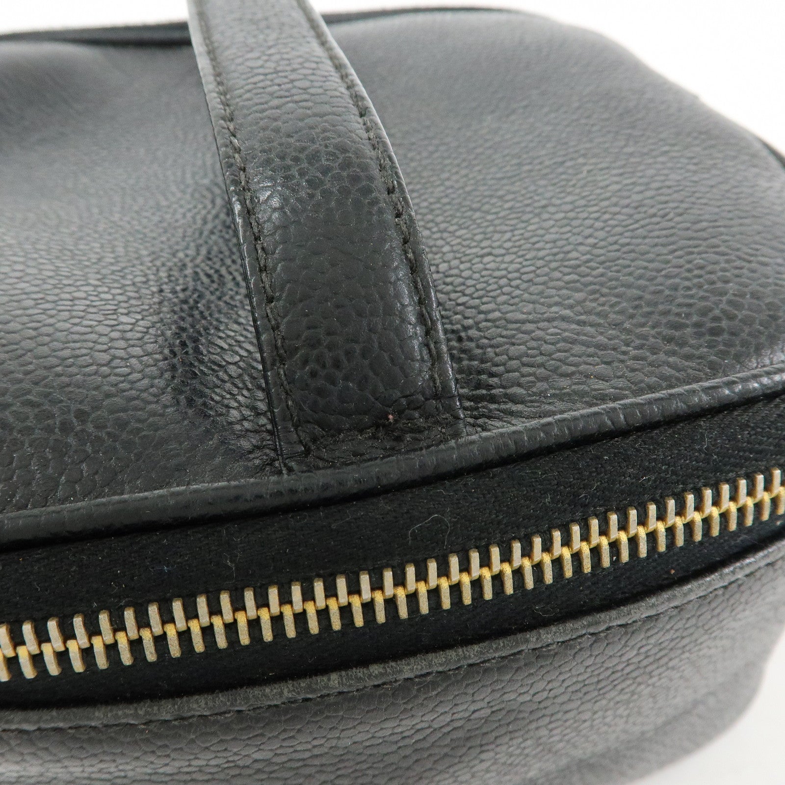 CHANEL COCO Mark Caviarskin Hand Bag Vanity Case Black A01997