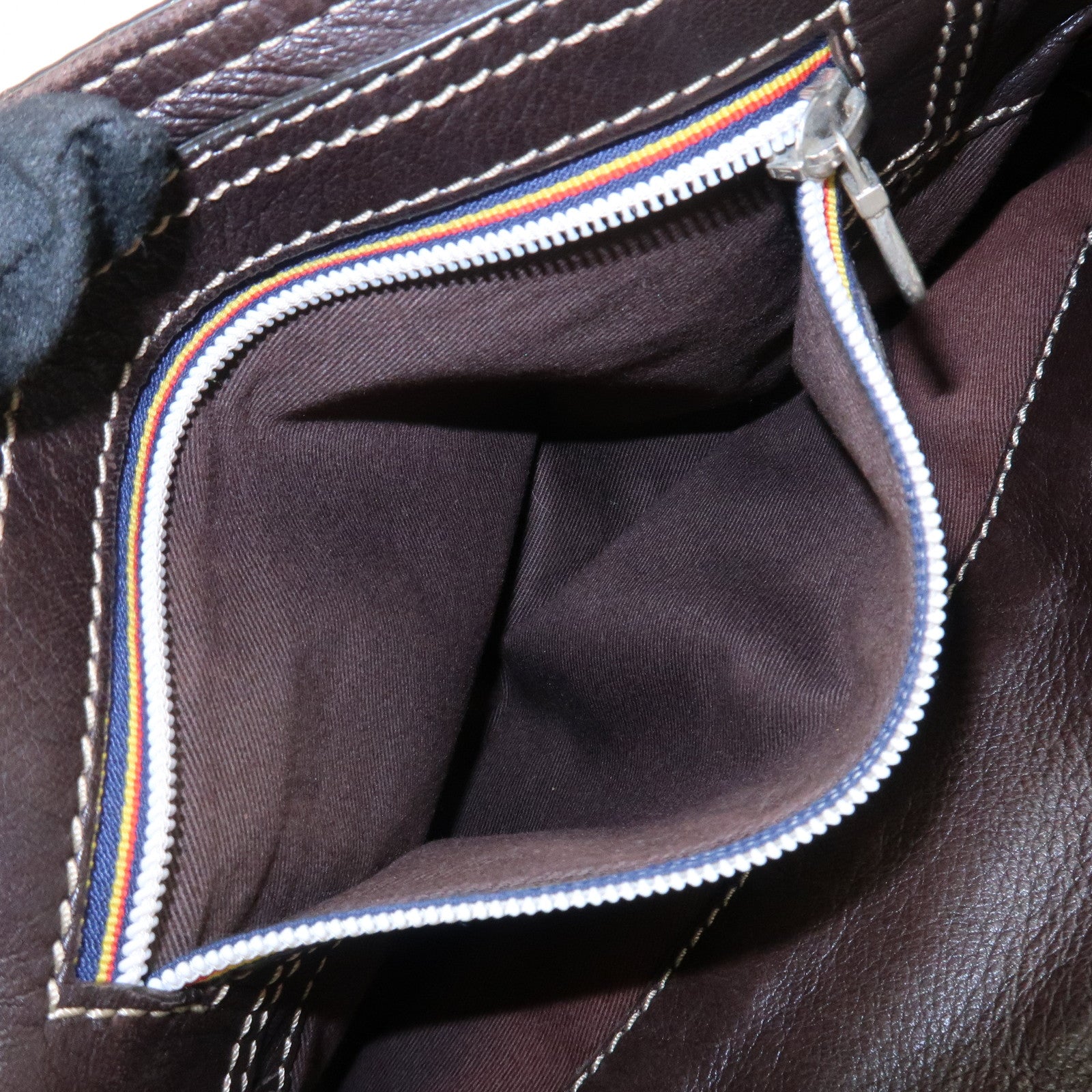 Chloe Patsy Studs Logo Leather Tote Bag Shoulder Bag Brown Used