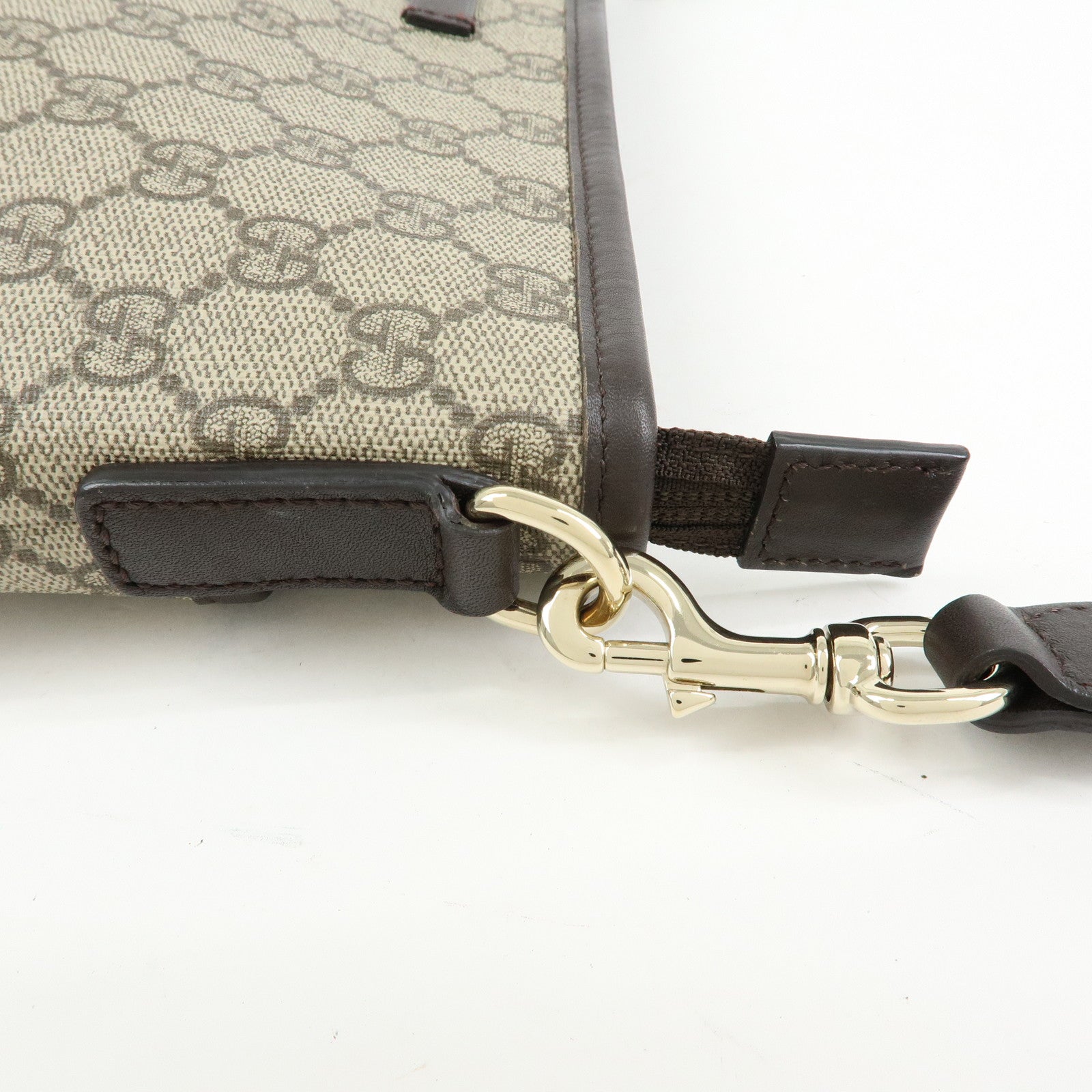 GUCCI GG Supreme Leather Shoulder Bag Beige Brown 388924