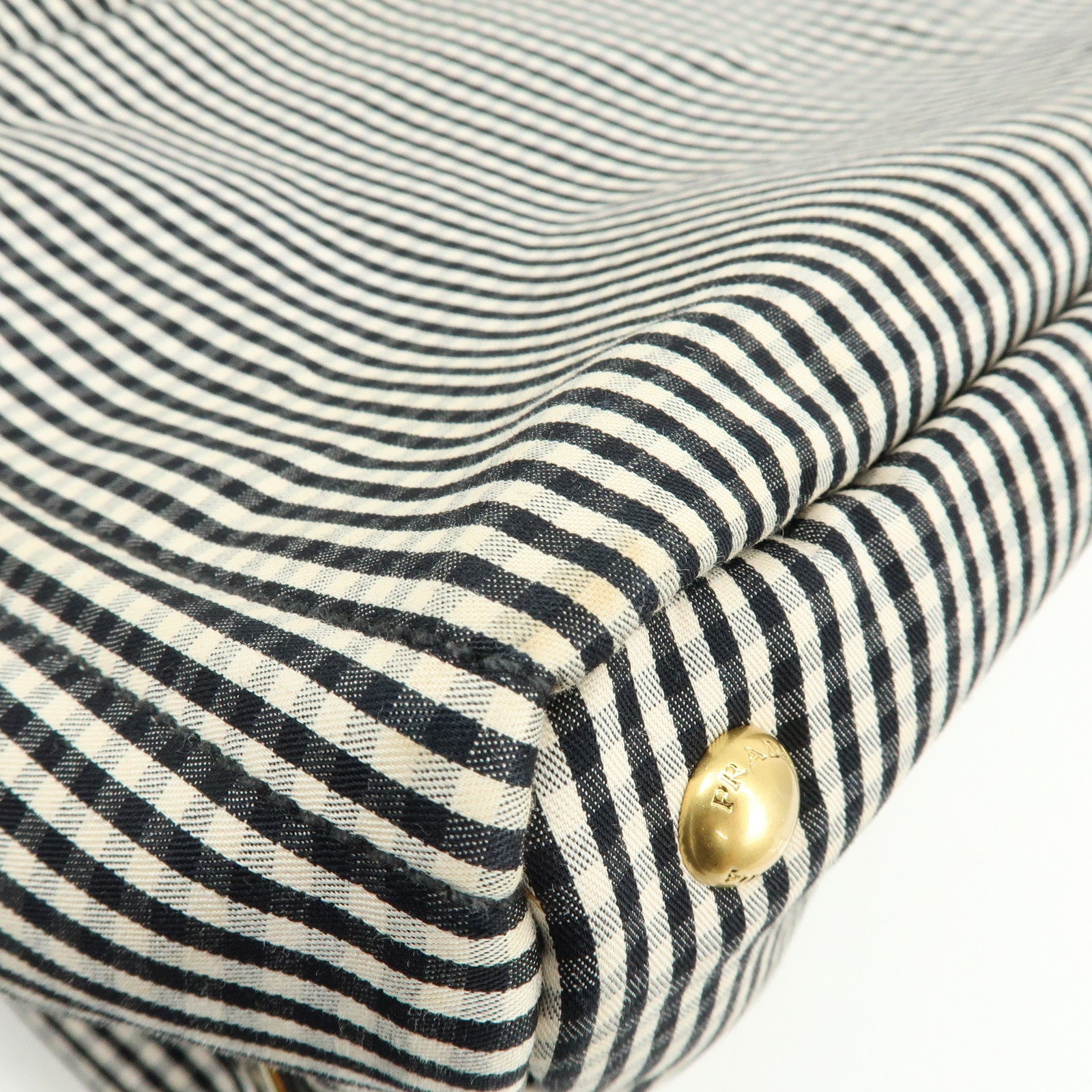 PRADA Canapa Canvas 2Way Bag Hand Bag Shoulder Bag Black Ivory