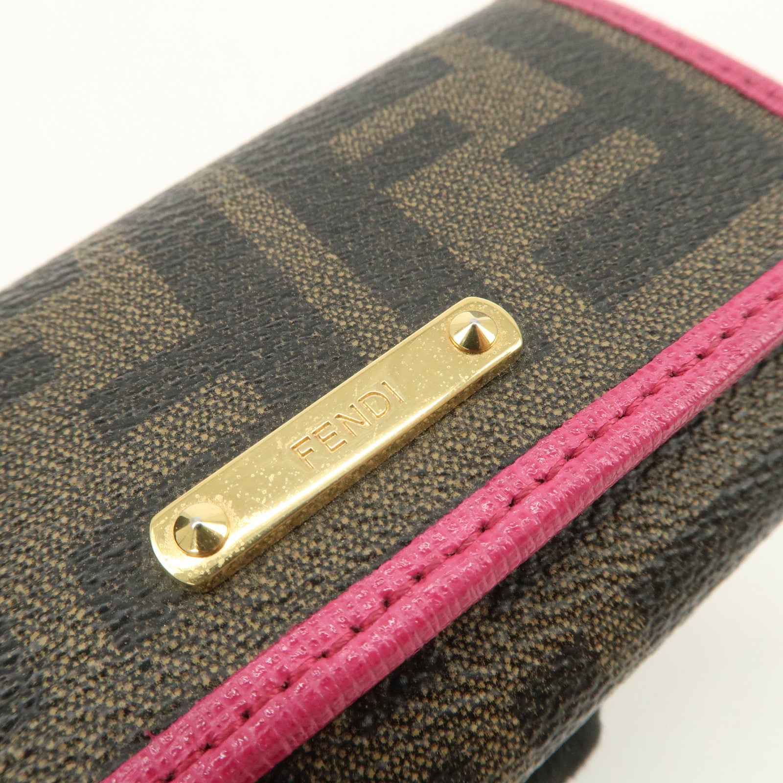 FENDI Zucca PVC Coating Canvas Leather 6 Rings Key Case 8AP079