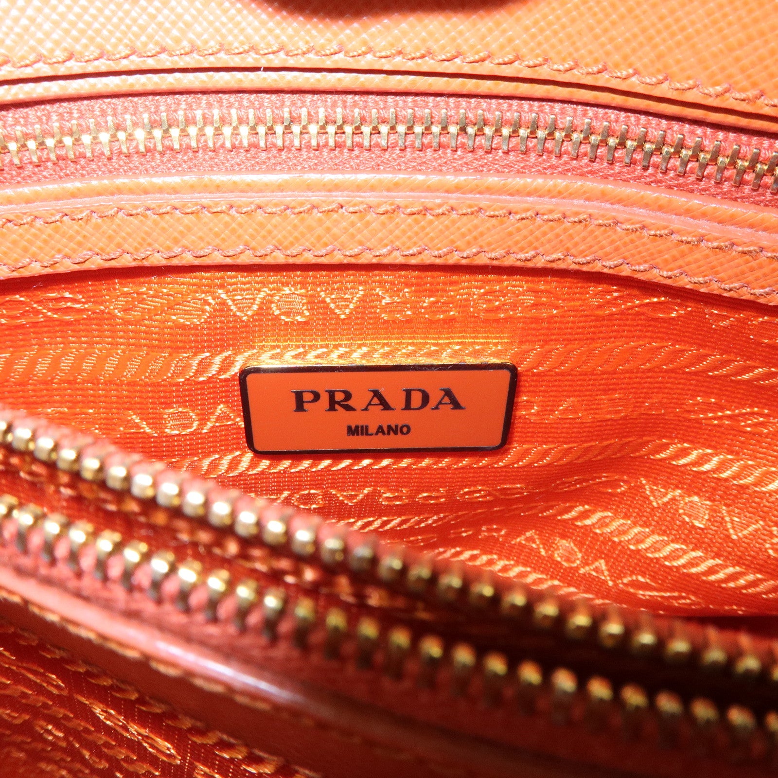 PRADA Saffiano Leather Promenade Small 2Way Hand Bag Orange BL0838