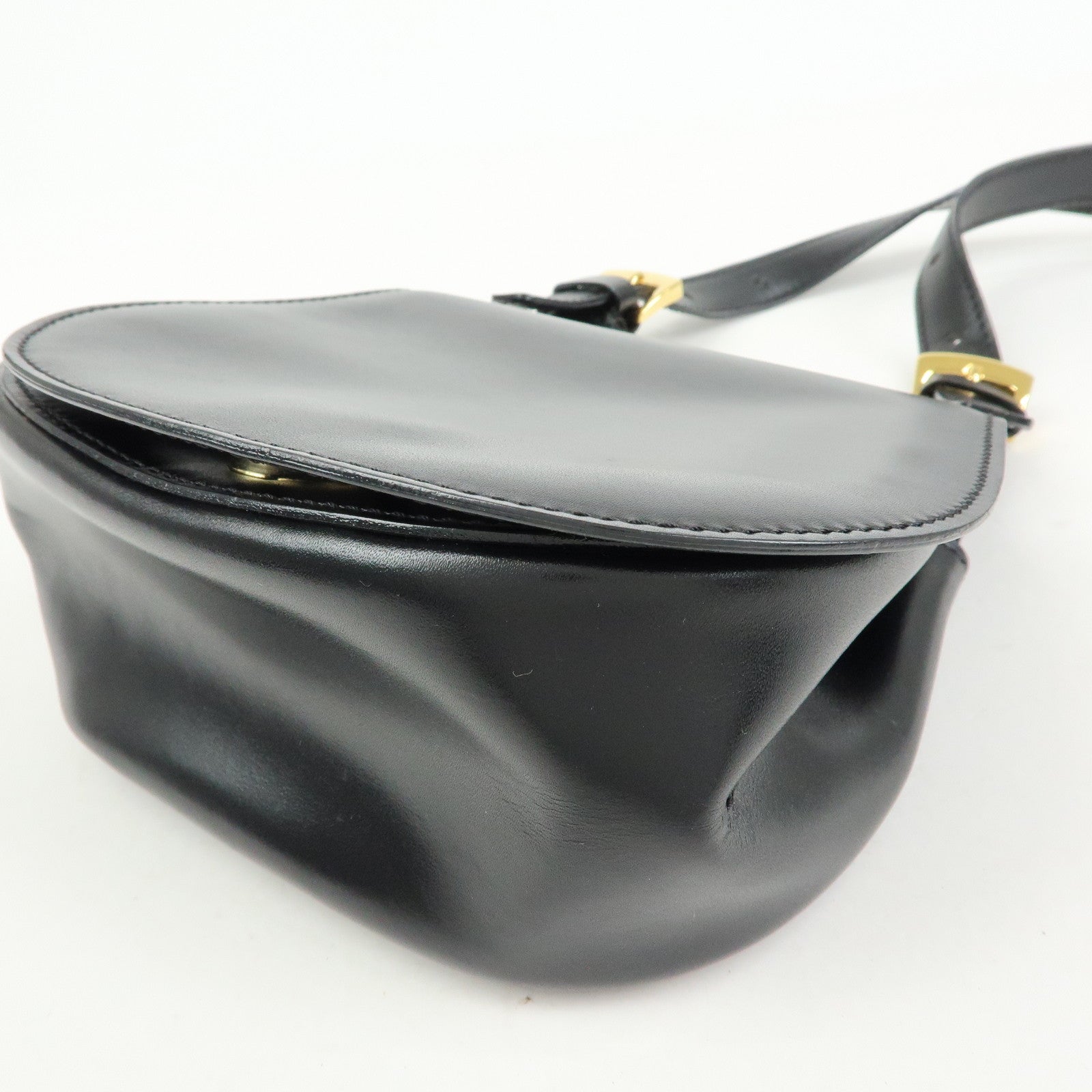 CELINE Leather Shoulder Bag Crossbody Bag Black