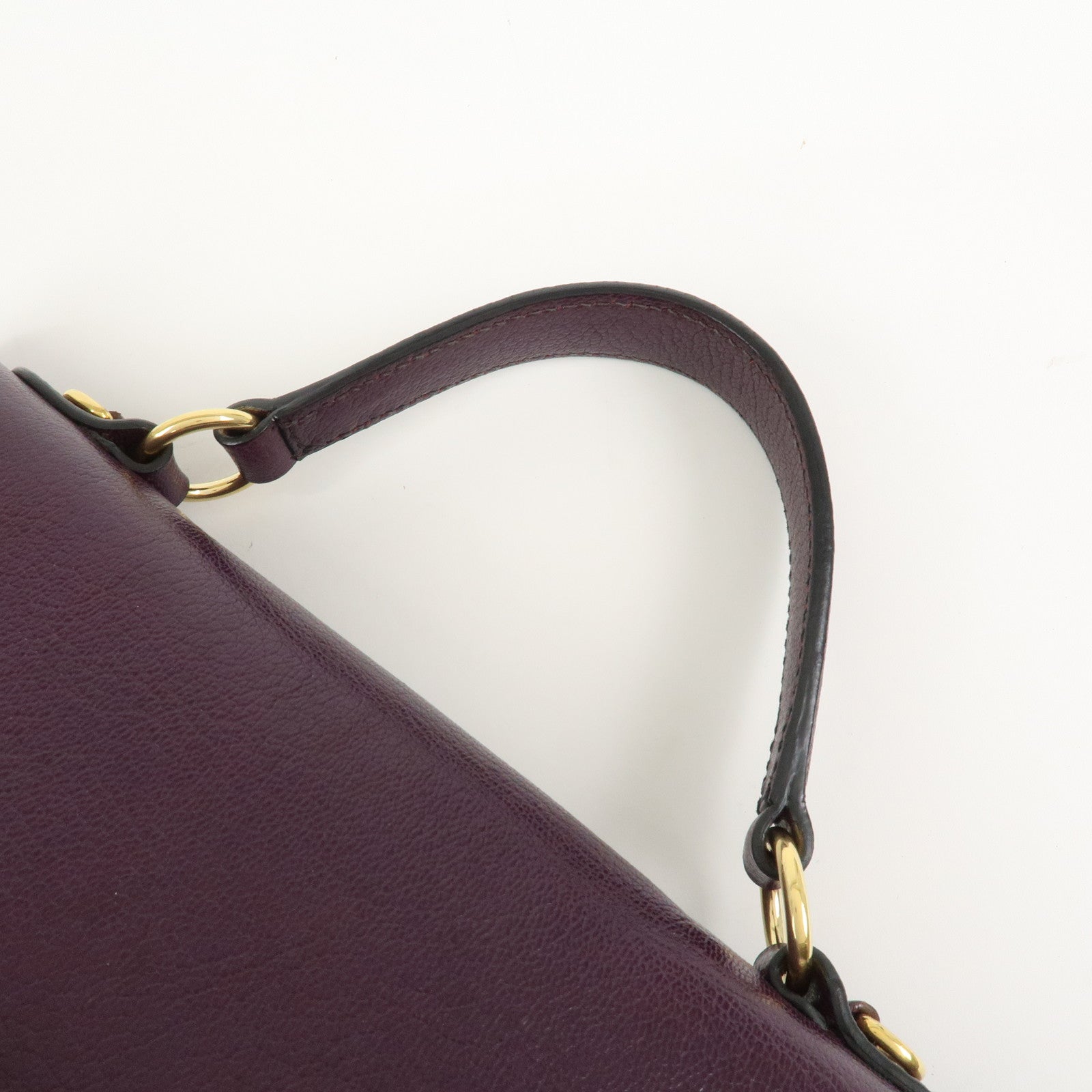 MIU MIU Logo Leather 2Way Shoulder Bag Hand Bag Purple RN0726
