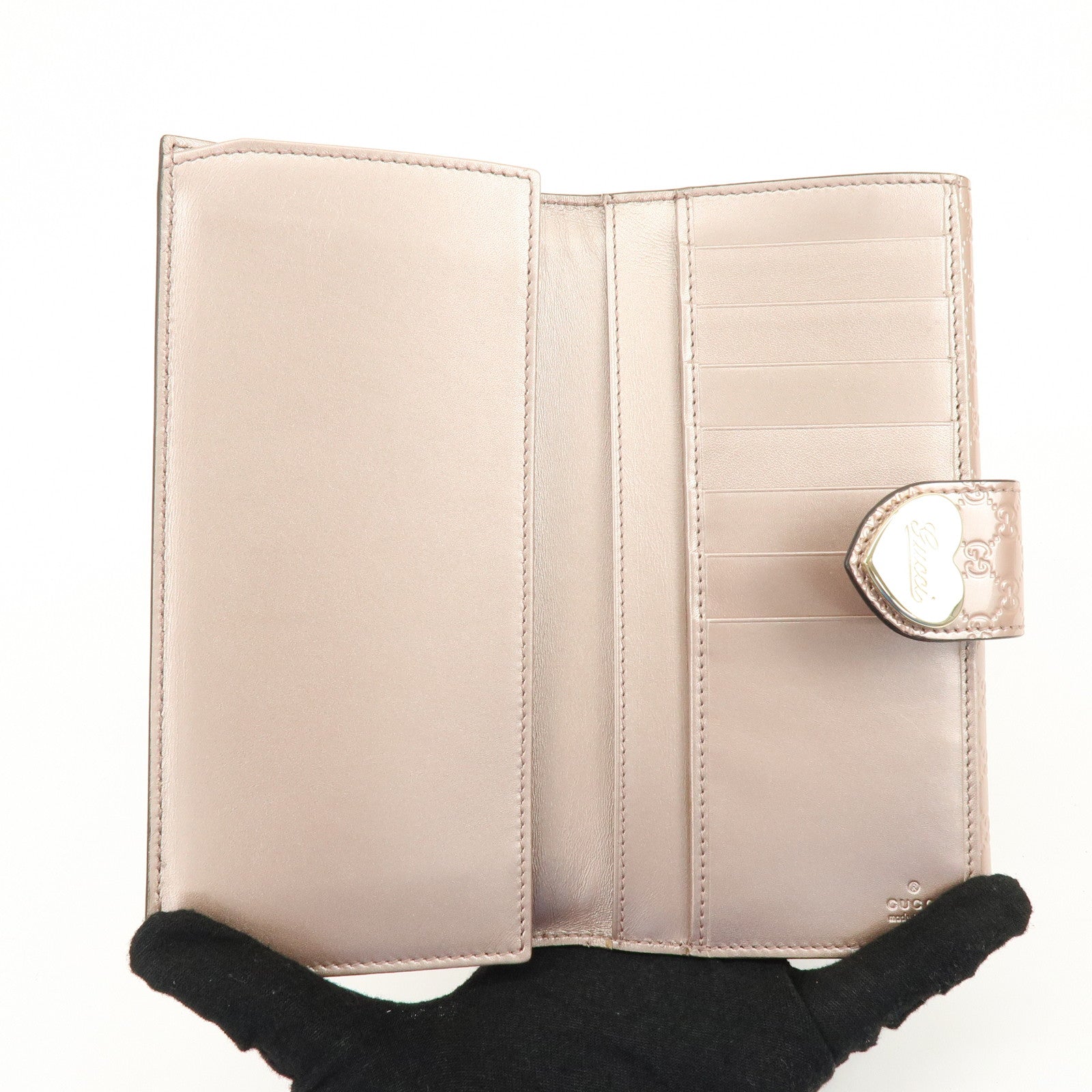 GUCCI Lovely Heart Microguccissima Bi-fold Long Wallet Pink 203550