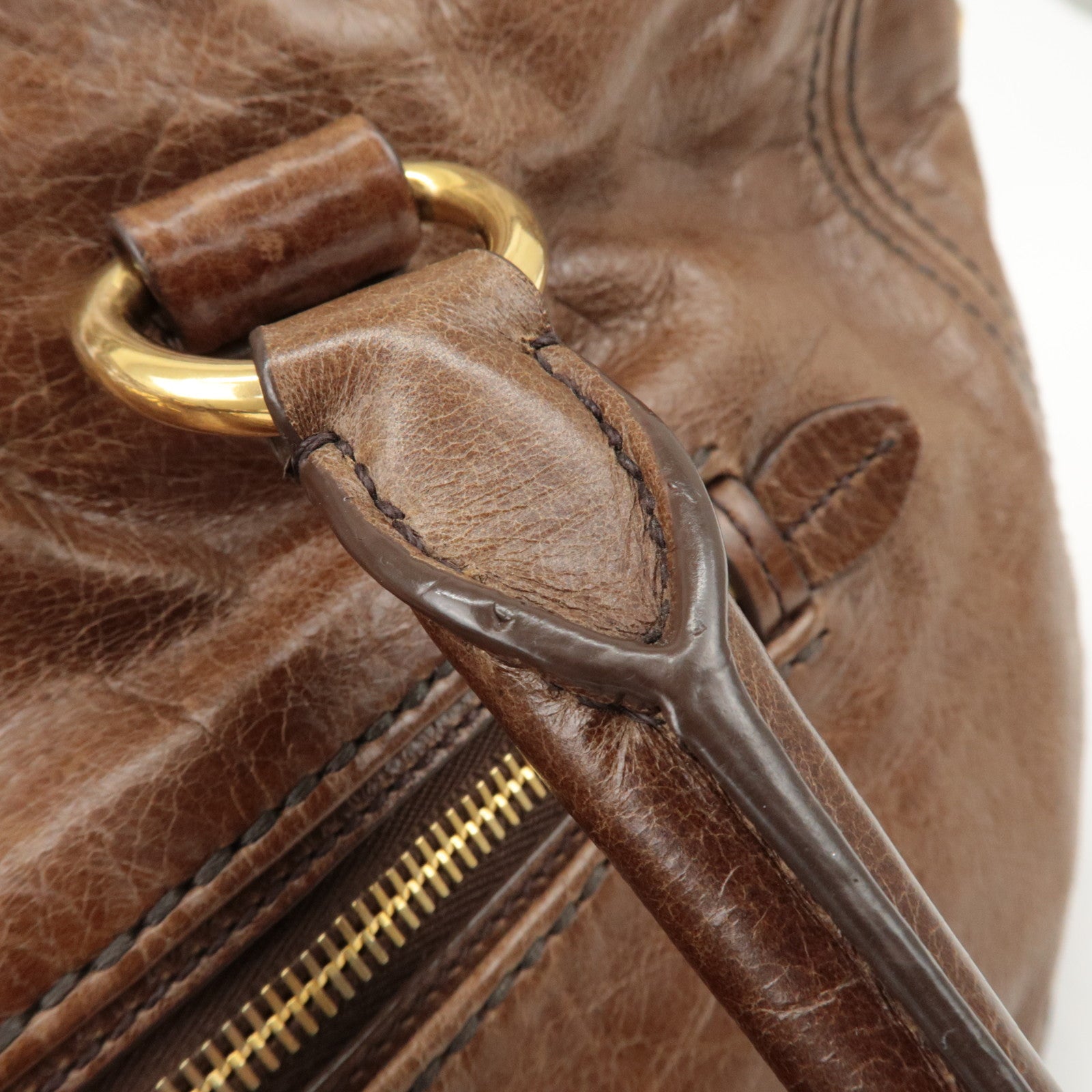 PRADA Logo Leather 2Way Bag Tote Bag Shoulder Bag Brown BL0727 Used