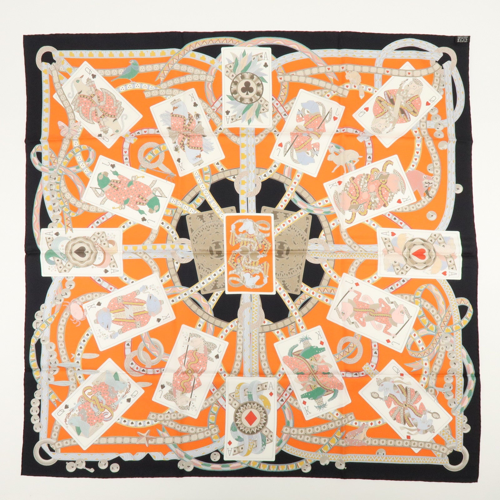 HERMES Carre 90 Silk 100% Scarf DAME DE COEUR A VOUS L’HONNEUR