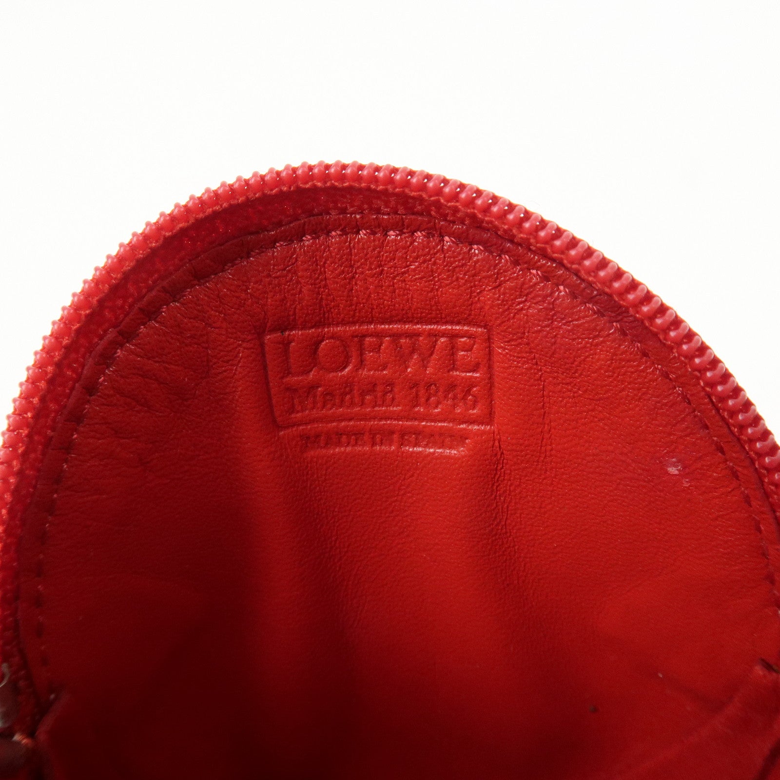 LOEWE Set of 2 Leather Suede Coin Case Red Brown