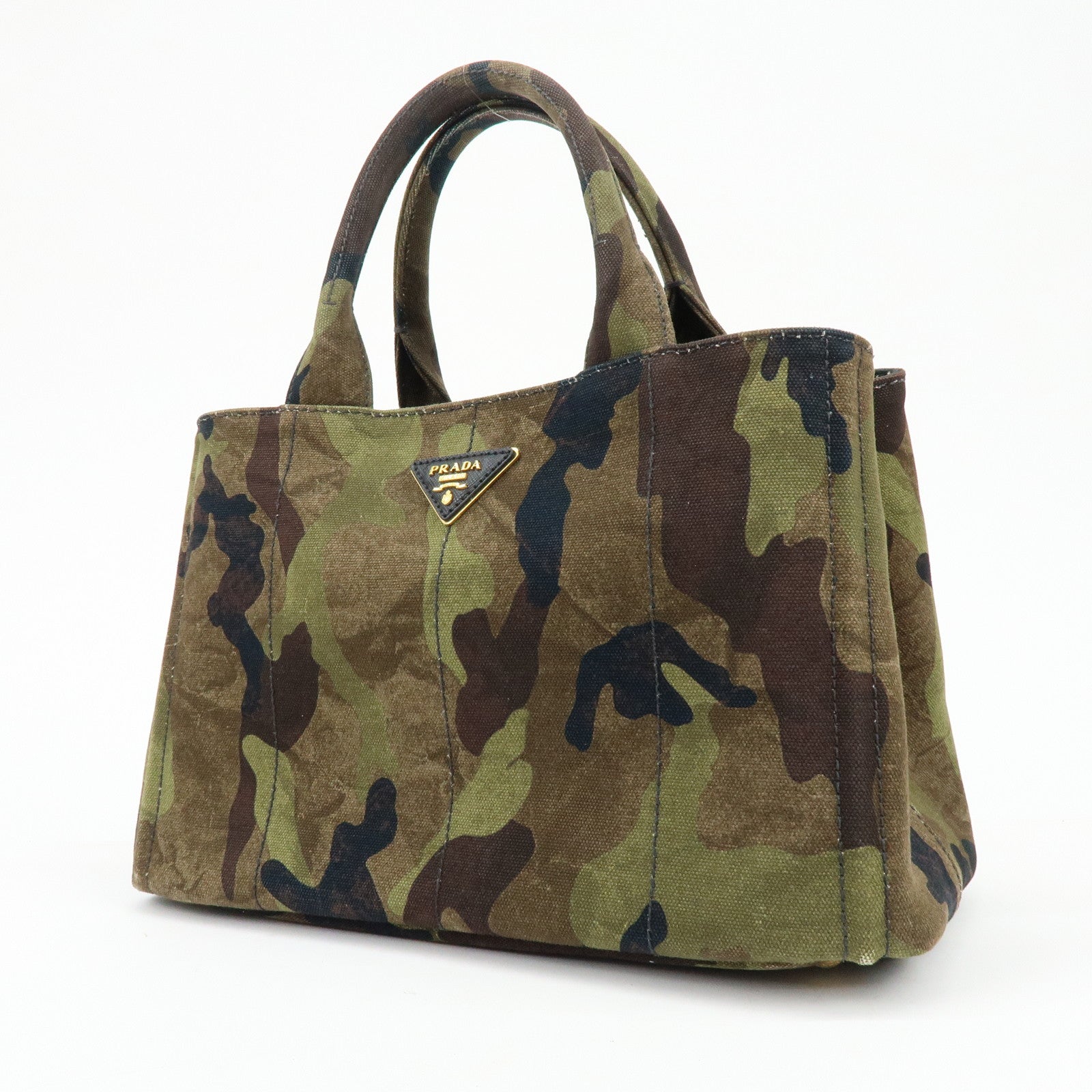 PRADA Triangle Logo Canapa Mini Canvas 2Way Bag Camouflage 1BG439