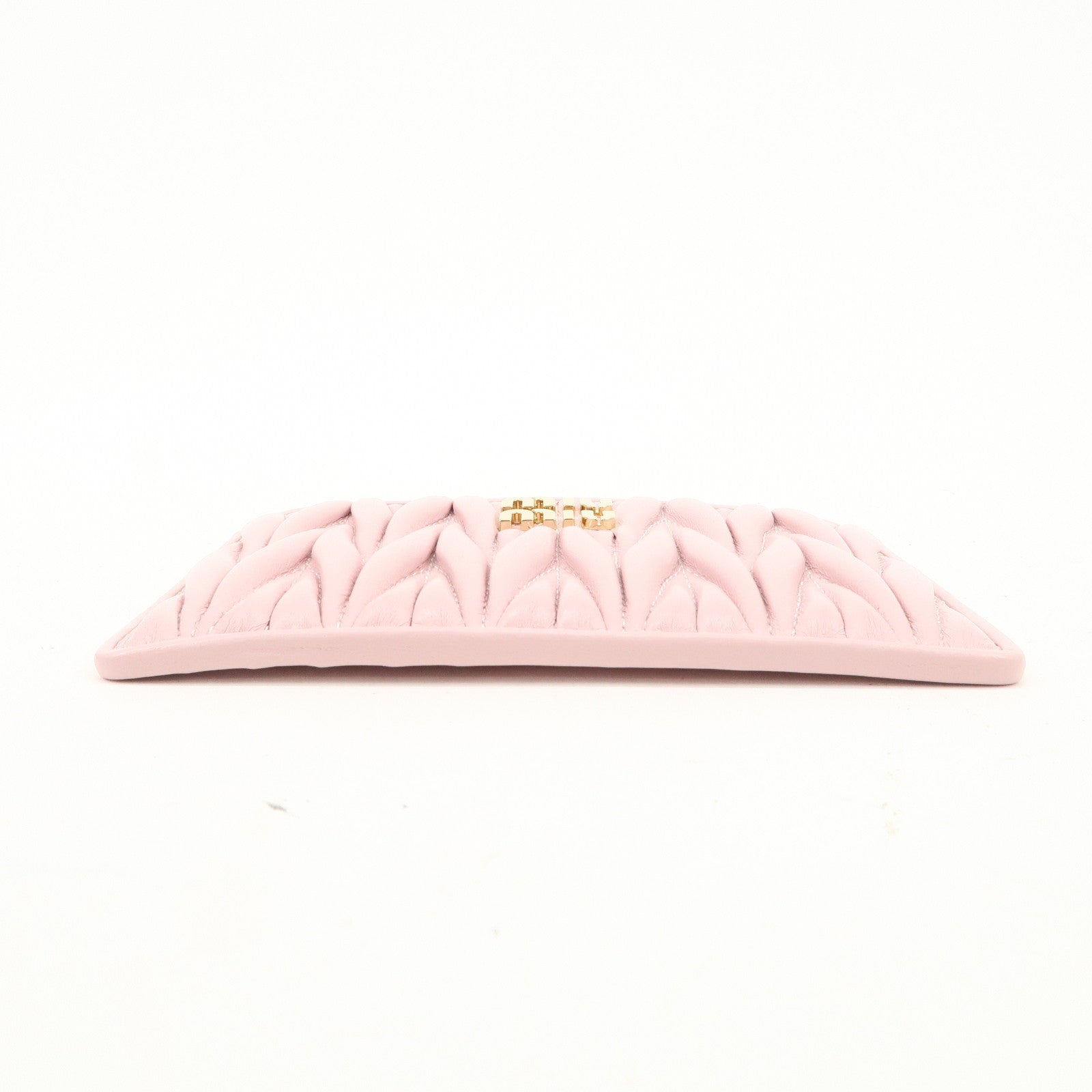 MIU MIU Matelasse Leather Fragment Case Card Case Pink 5MB060