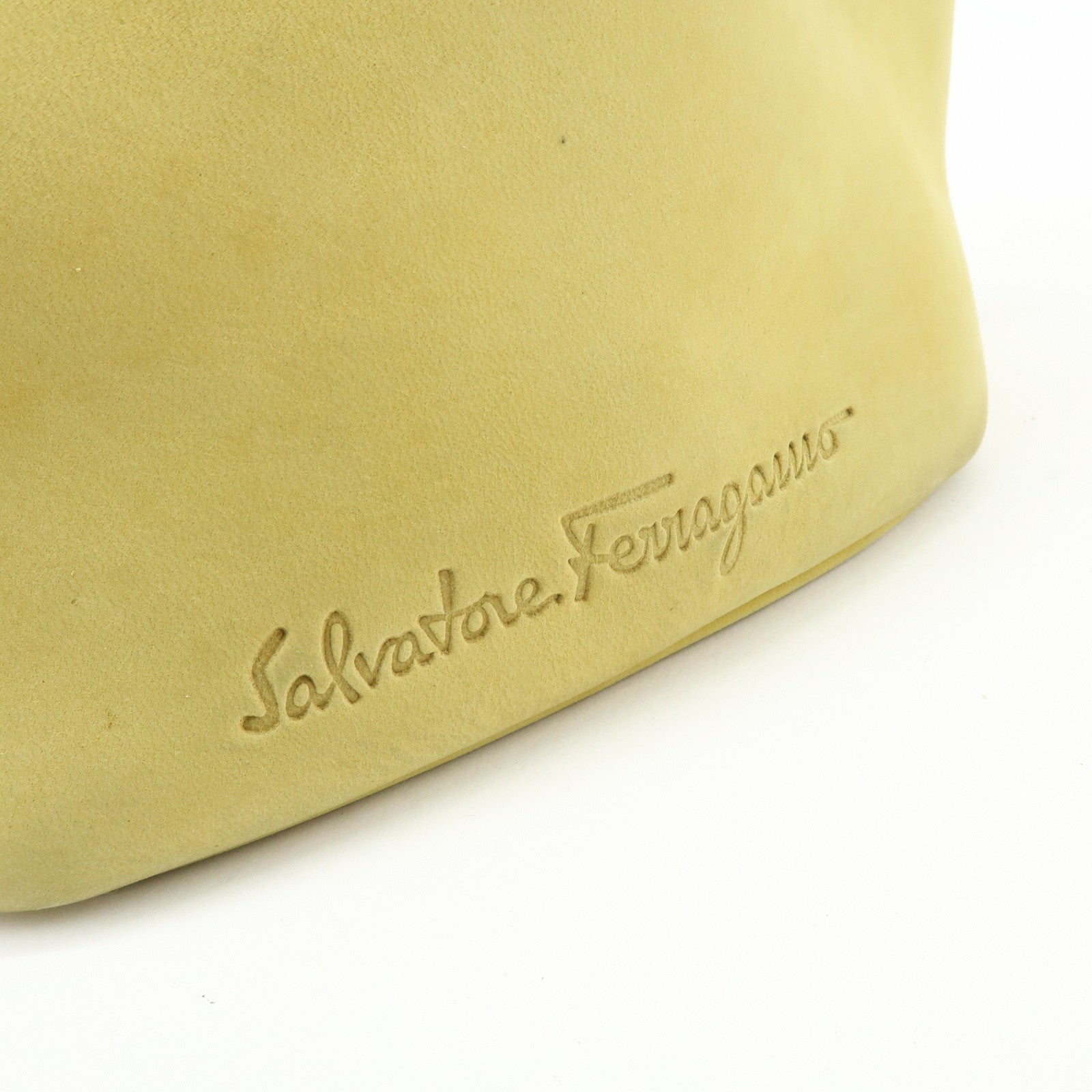 Ferragamo Suede Small Drawstring Hand Bag Yellow