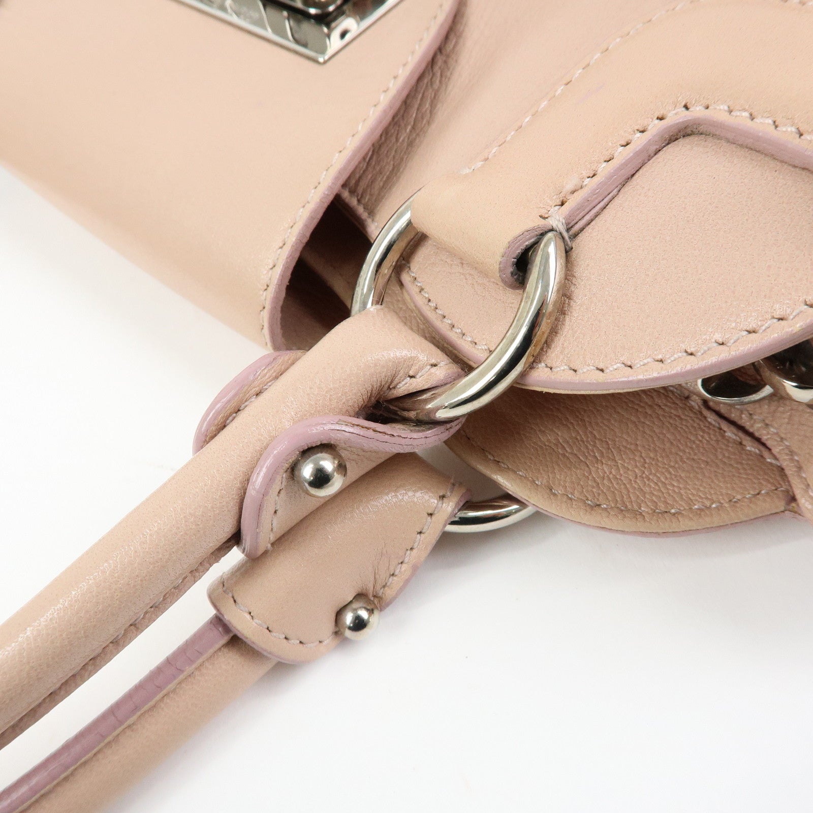 Ferragamo Gancini Leather Shoulder Bag Hand Bag Pink