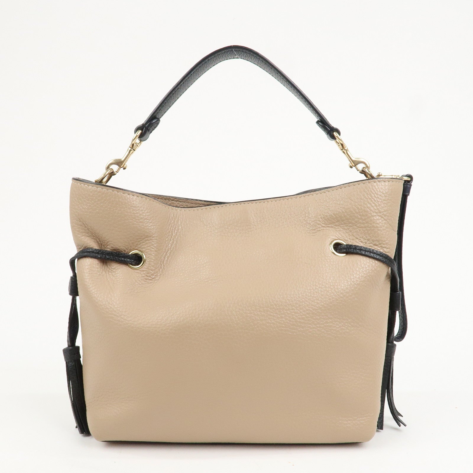 COACH Andy Leather 2Way Bag Crossbody Bag Hand Bag Beige Black