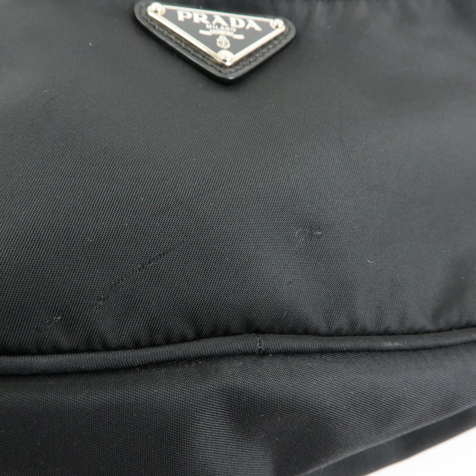 PRADA Triangle Logo Nylon Leather Shoulder Crossbody Bag Black