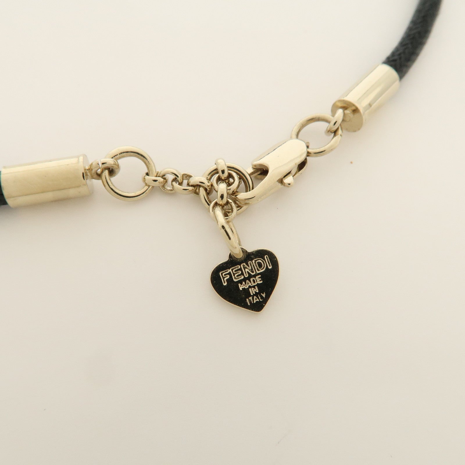 FENDI Logo Metal Necklace Silver Black
