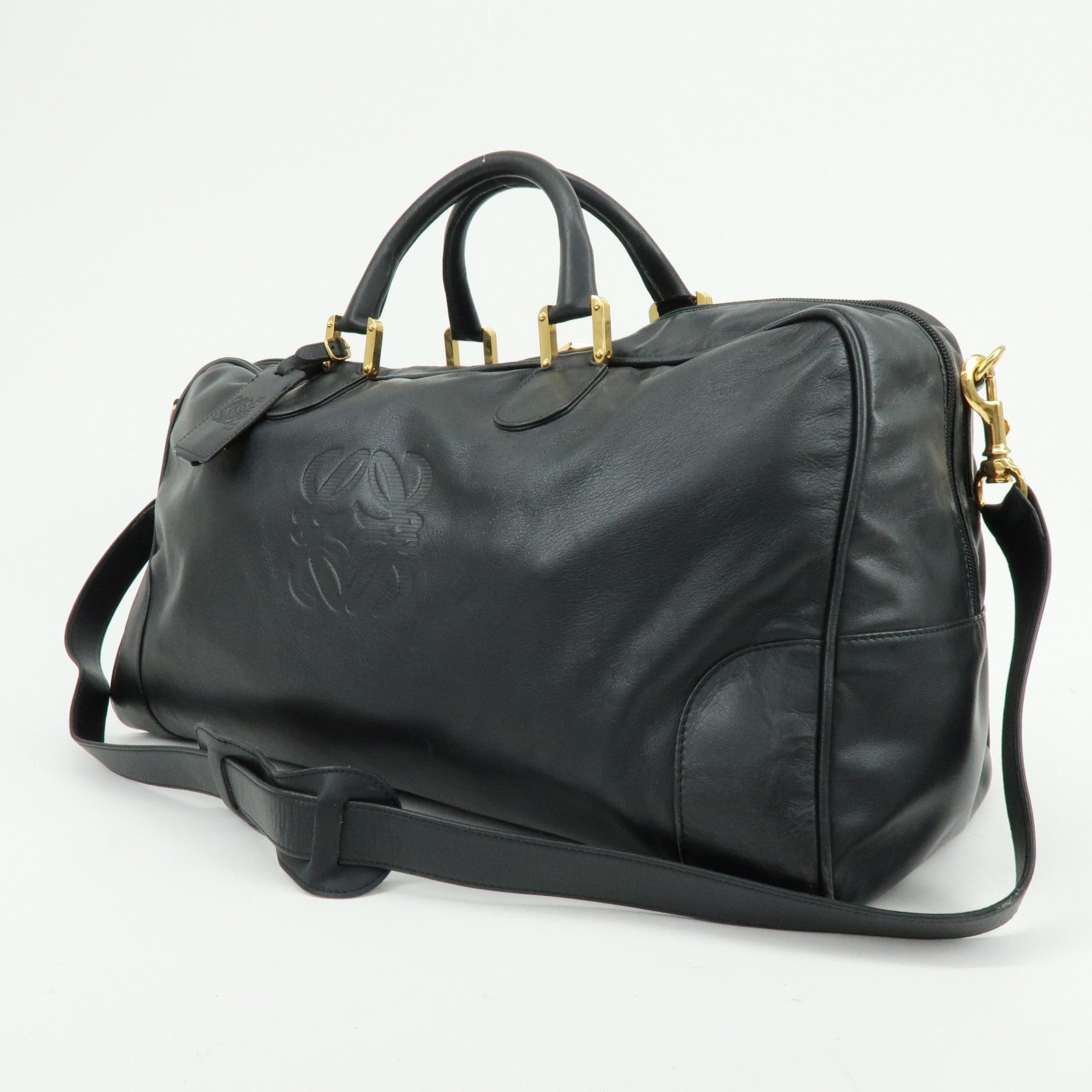 LOEWE Anagram Calf Leather 2Way Bag Boston Bag Black