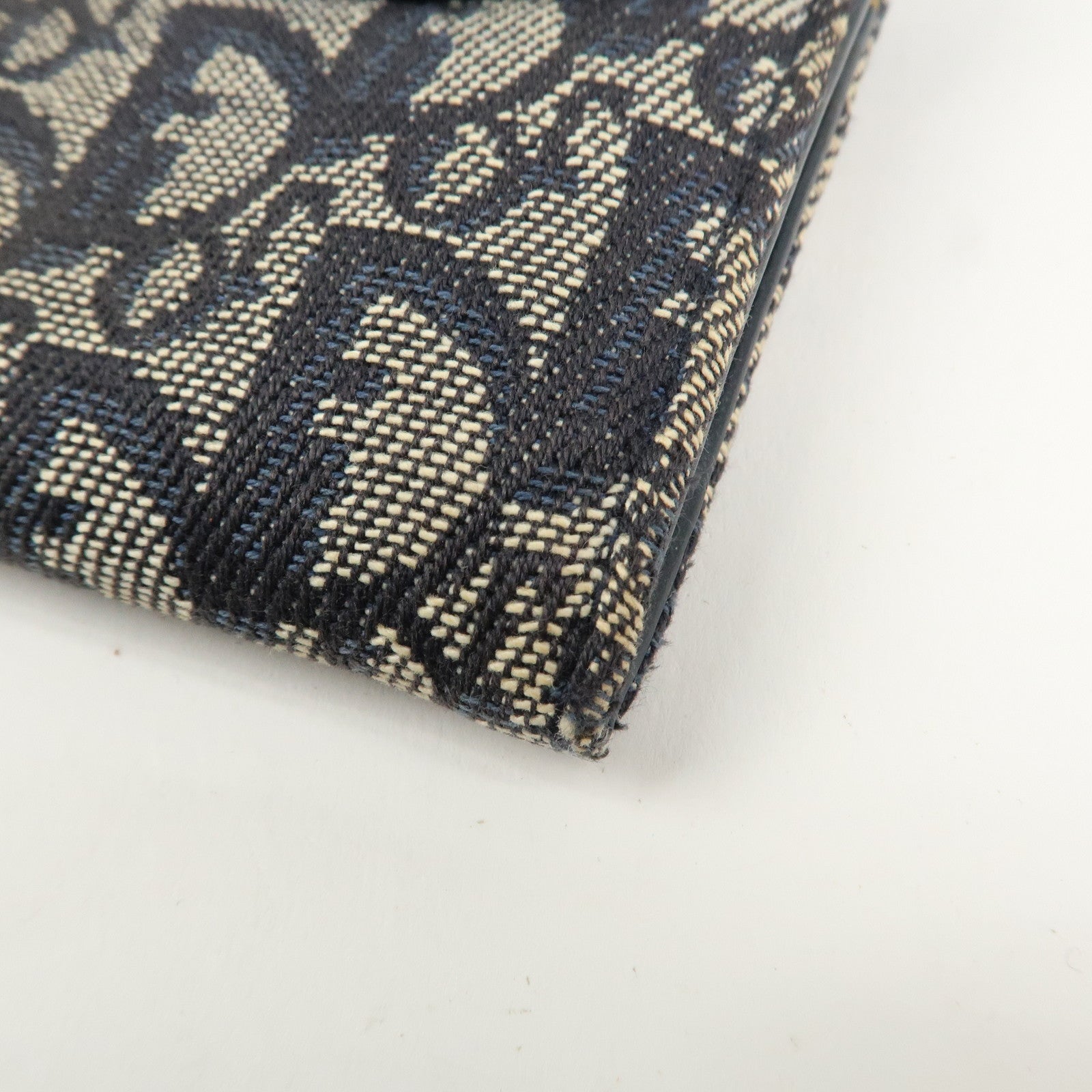 Christian Dior Trotter Canvas Saddle Bi-Fold Long Wallet Navy Used