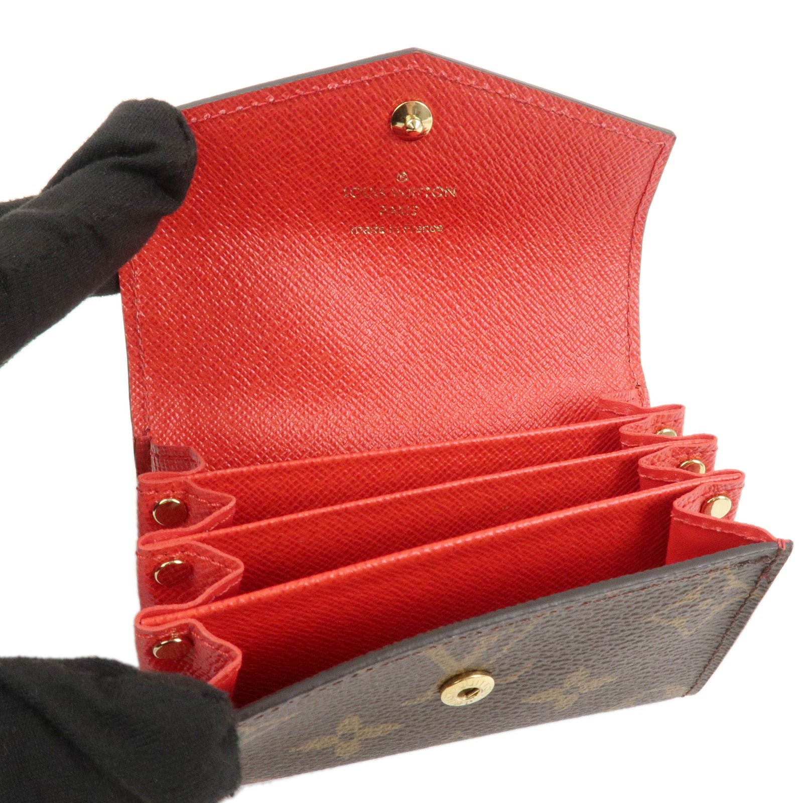 Louis Vuitton Monogram Multicartes Sarah Card Case Brown Red M61274