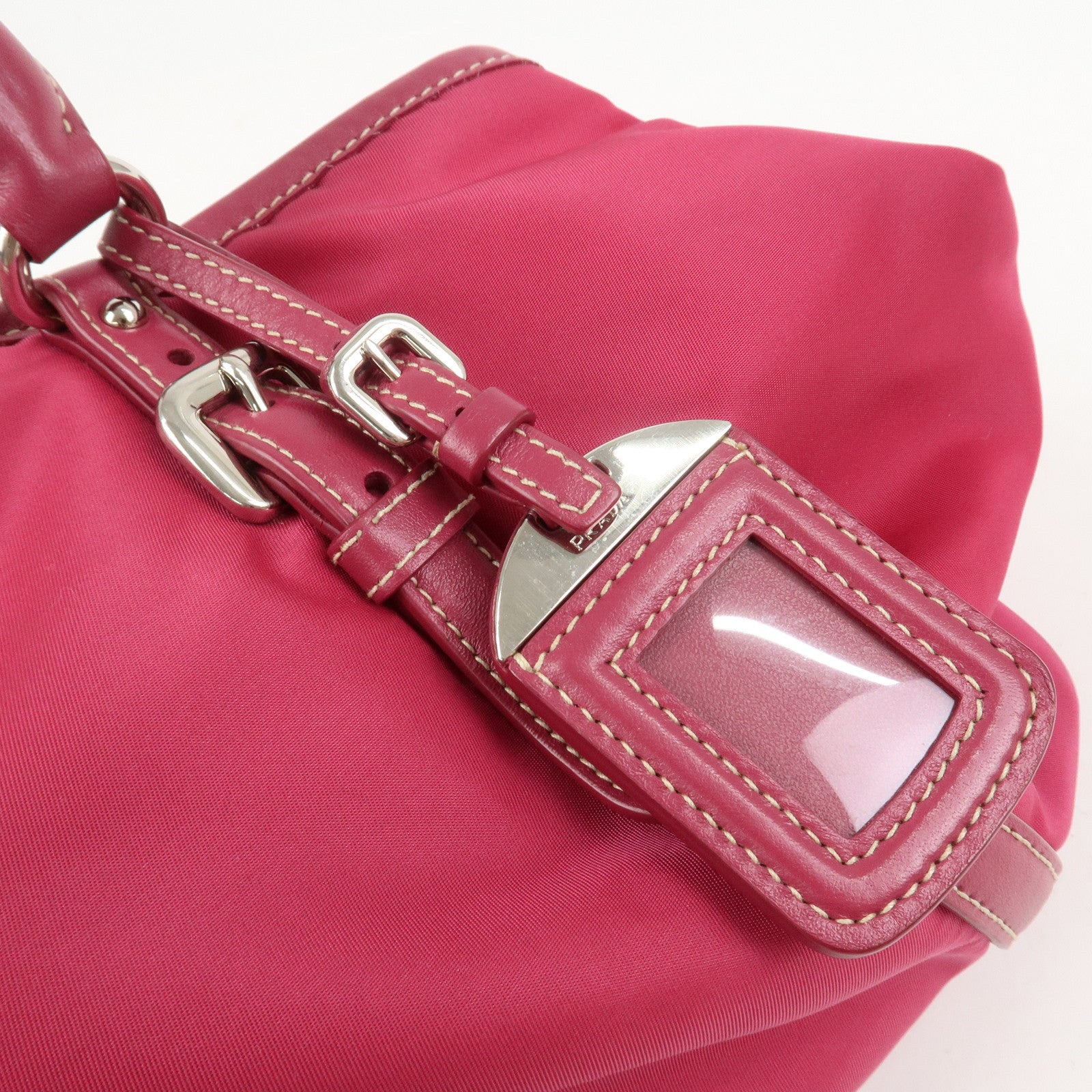 PRADA Logo Nylon Leather 2Way Bag Tote Bag Shoulder Bag Pink BN1841