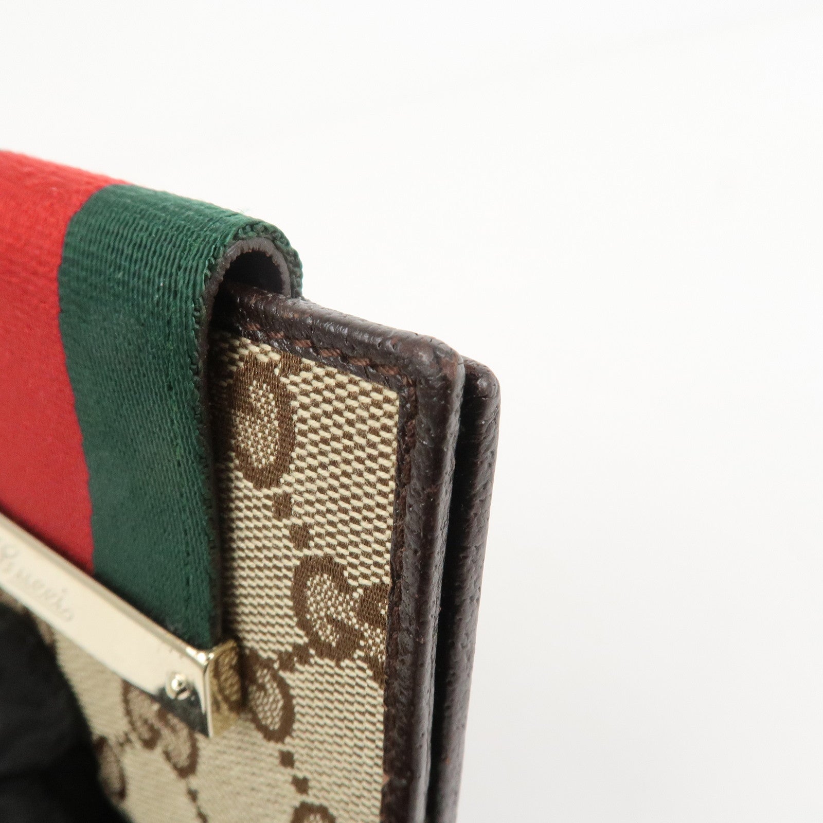 GUCCI Sherry GG Canvas Leather Bifold Compact Wallet Beige 181670