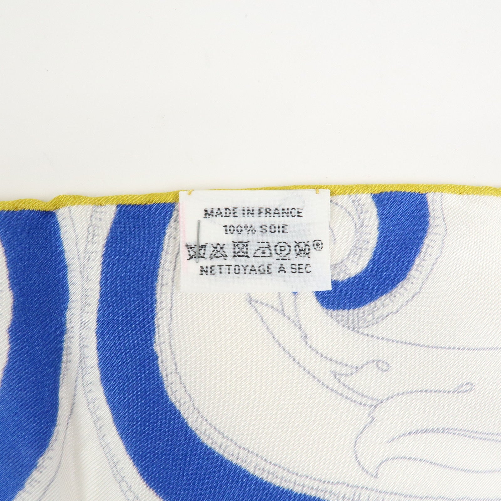 HERMES Maxi Twilly Silk 100% Scarf L'INSTRVCTION DV ROY Blue White