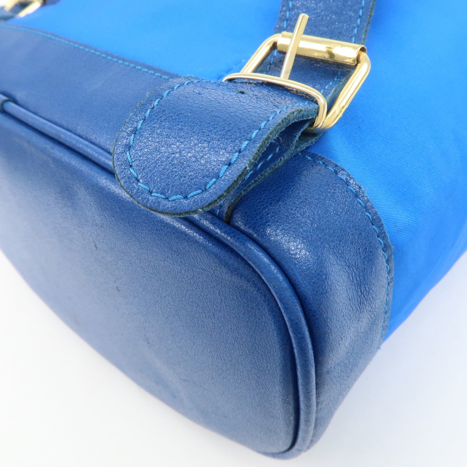 LOEWE Anagram Logo Nylon Leather Backpack Rucksack Blue