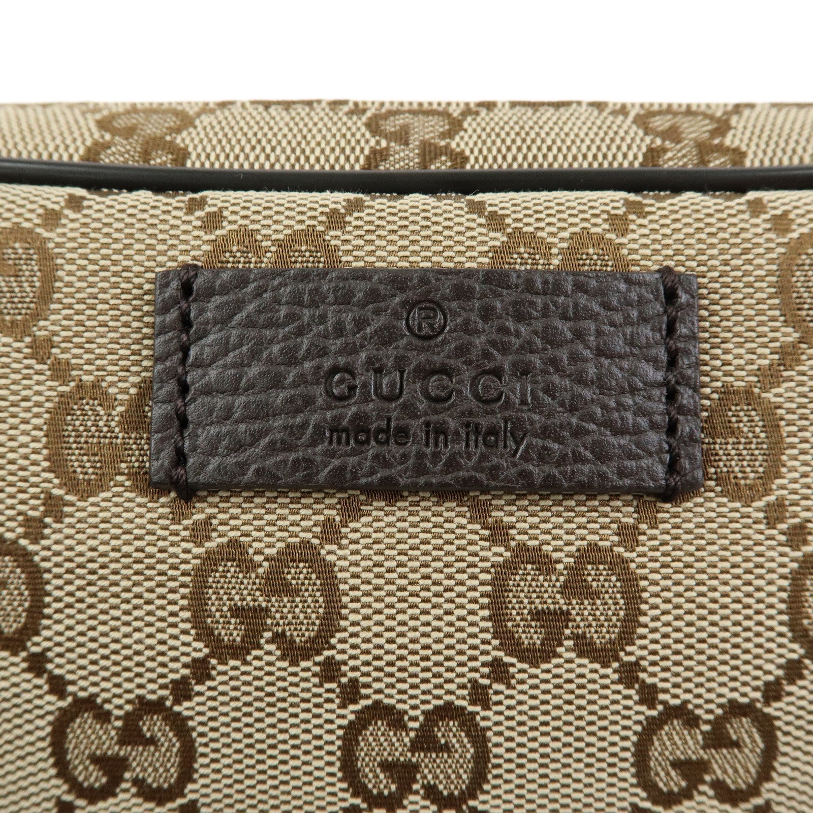 GUCCI GG Canvas Leahter Waist Pouch Body Bag Beige Brown 449174