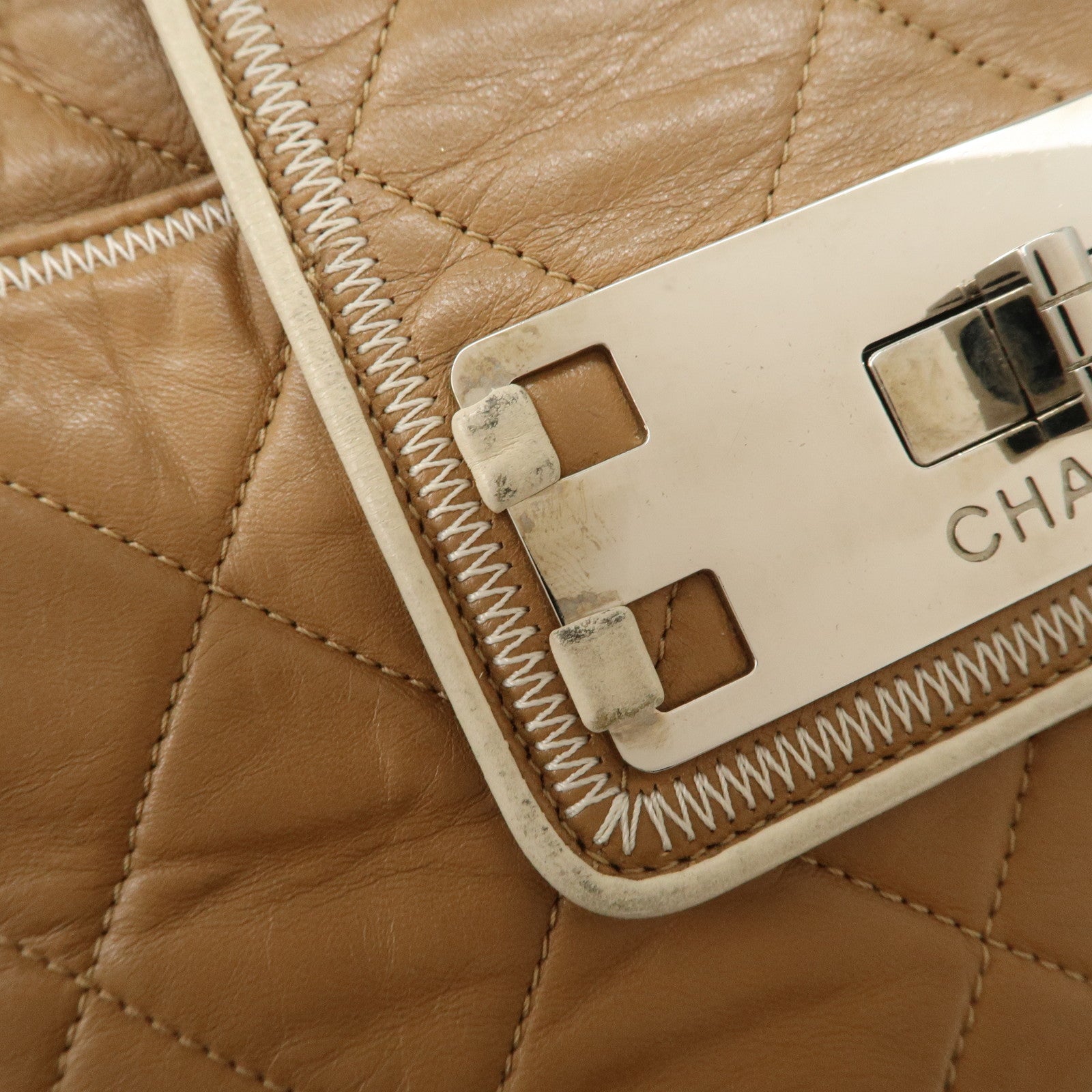 CHANEL East West Chain Shoulder Bag Hand Bag Tote Bag Brown