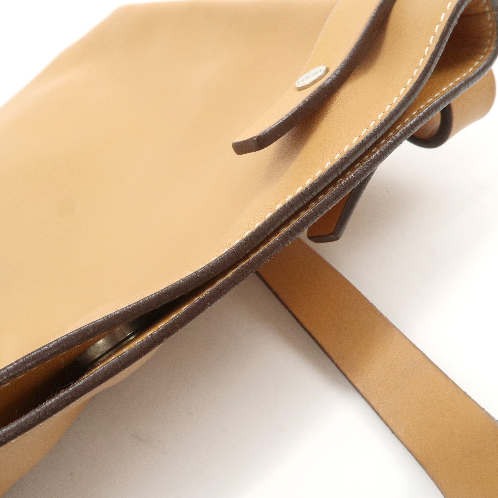 LOEWE Logo Leather Shoulder Bag Hand Bag Tote Bag Light Brown