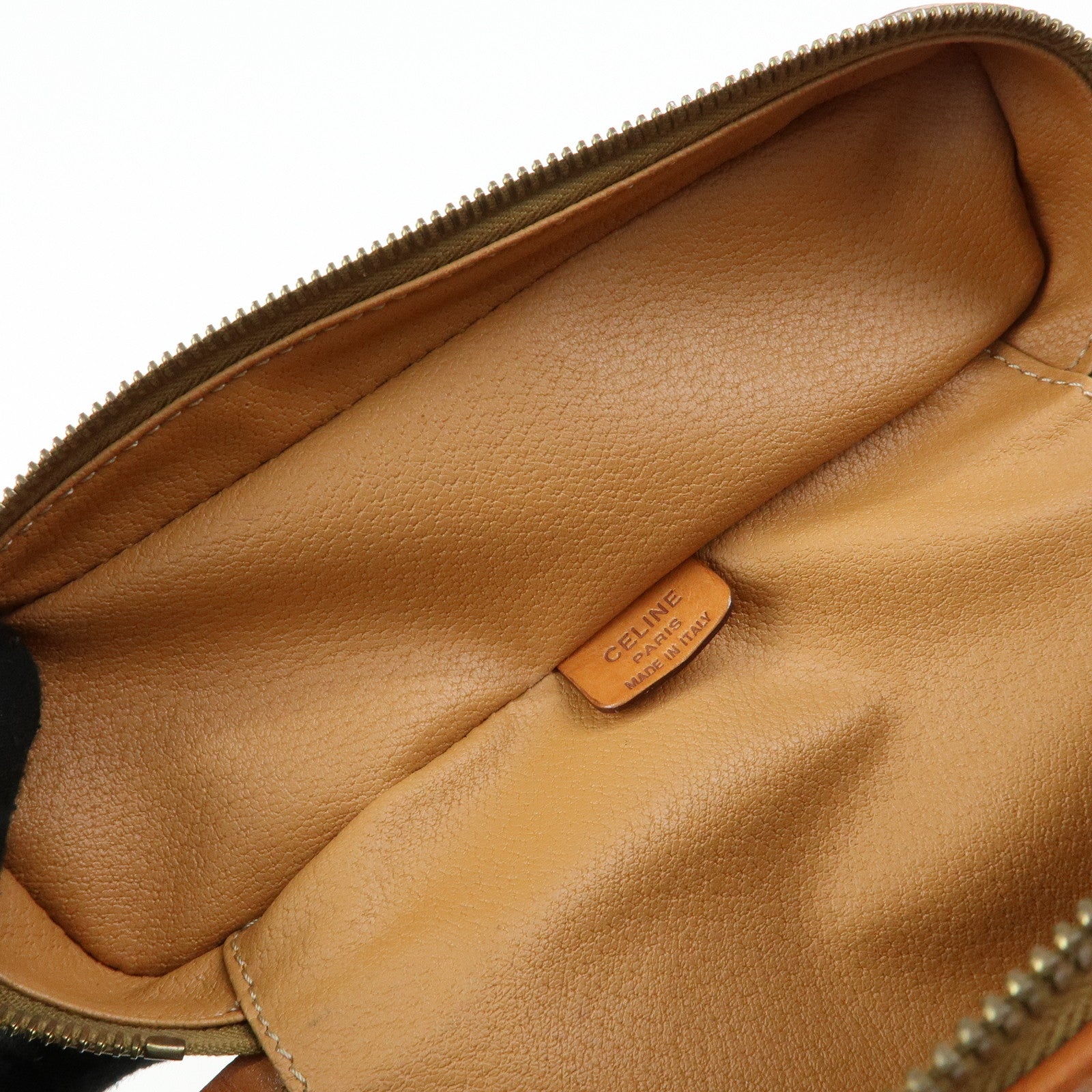 CELINE Macadam PVC Leather Hand Bag Vanity Bag Brown