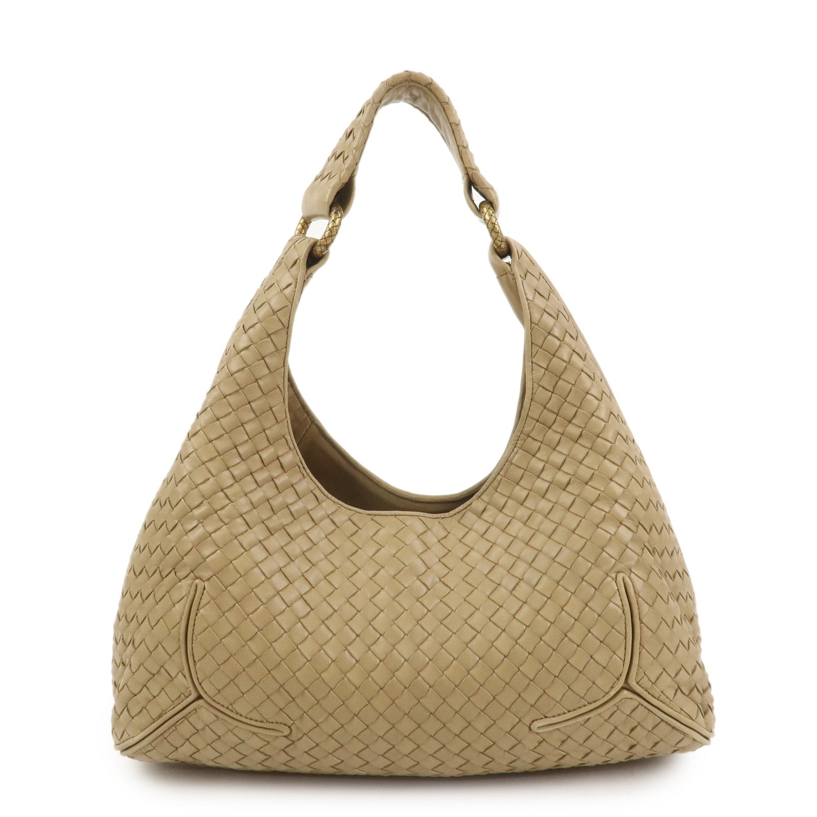 BOTTEGA VENETA Intrecciato Nappa Leather Shoulder Bag Light Brown