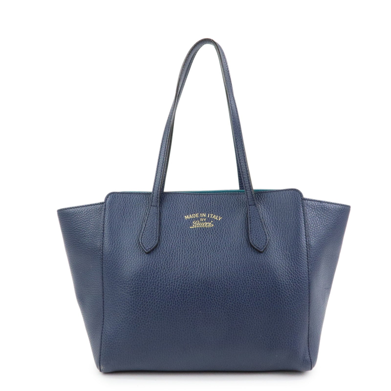 GUCCI Swing Leather Tote Bag Shoulder Bag Navy 354408