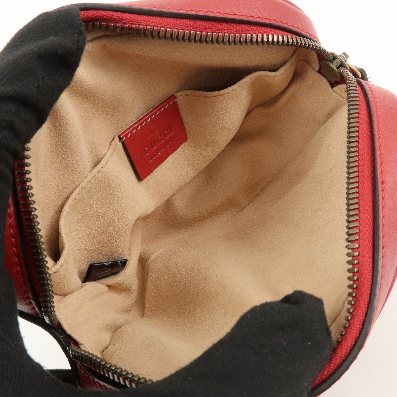 GUCCI GG Marmont Leather Waist Bag Crossbody Bag Red 476434