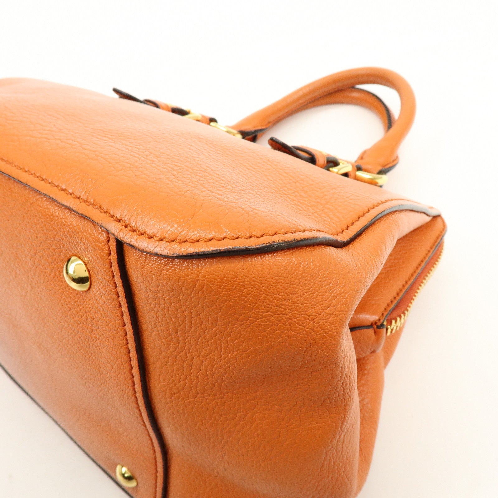 MIU MIU Madras Leather 2Way Bag Hand Bag Shoulder Bag Orange