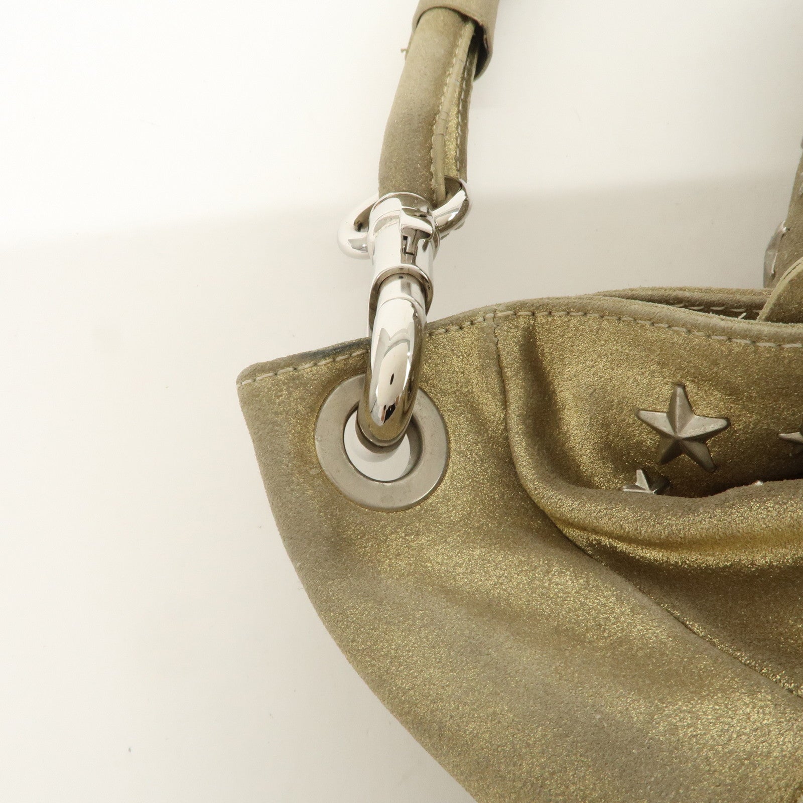 JIMMY CHOO Sky Bag Studs Leather Shoulder Bag Gold