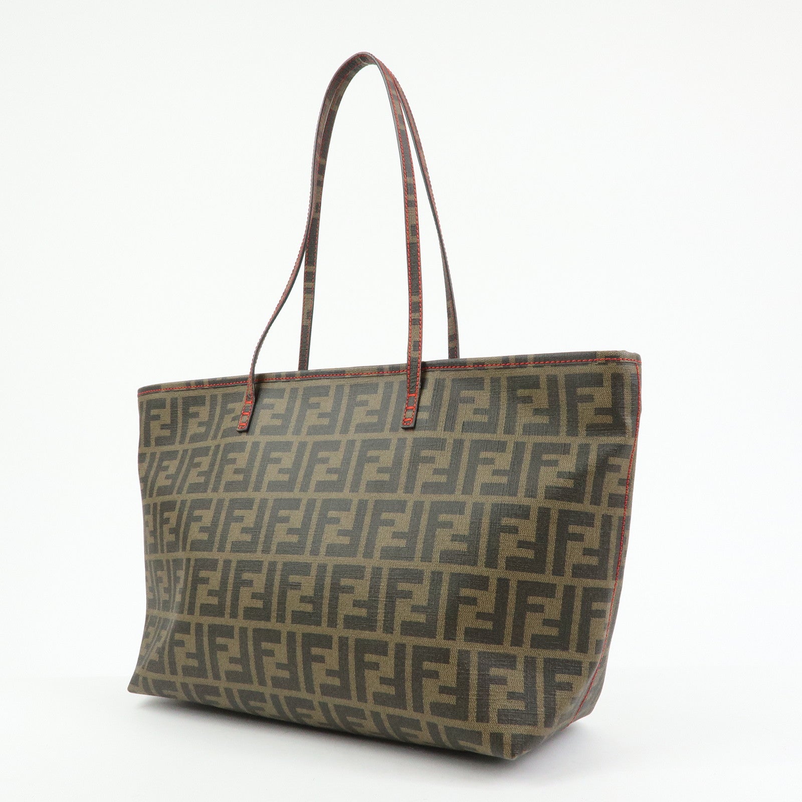 FENDI Zucca PVC Tote Bag Shoulder Bag Brown Black 8BH198
