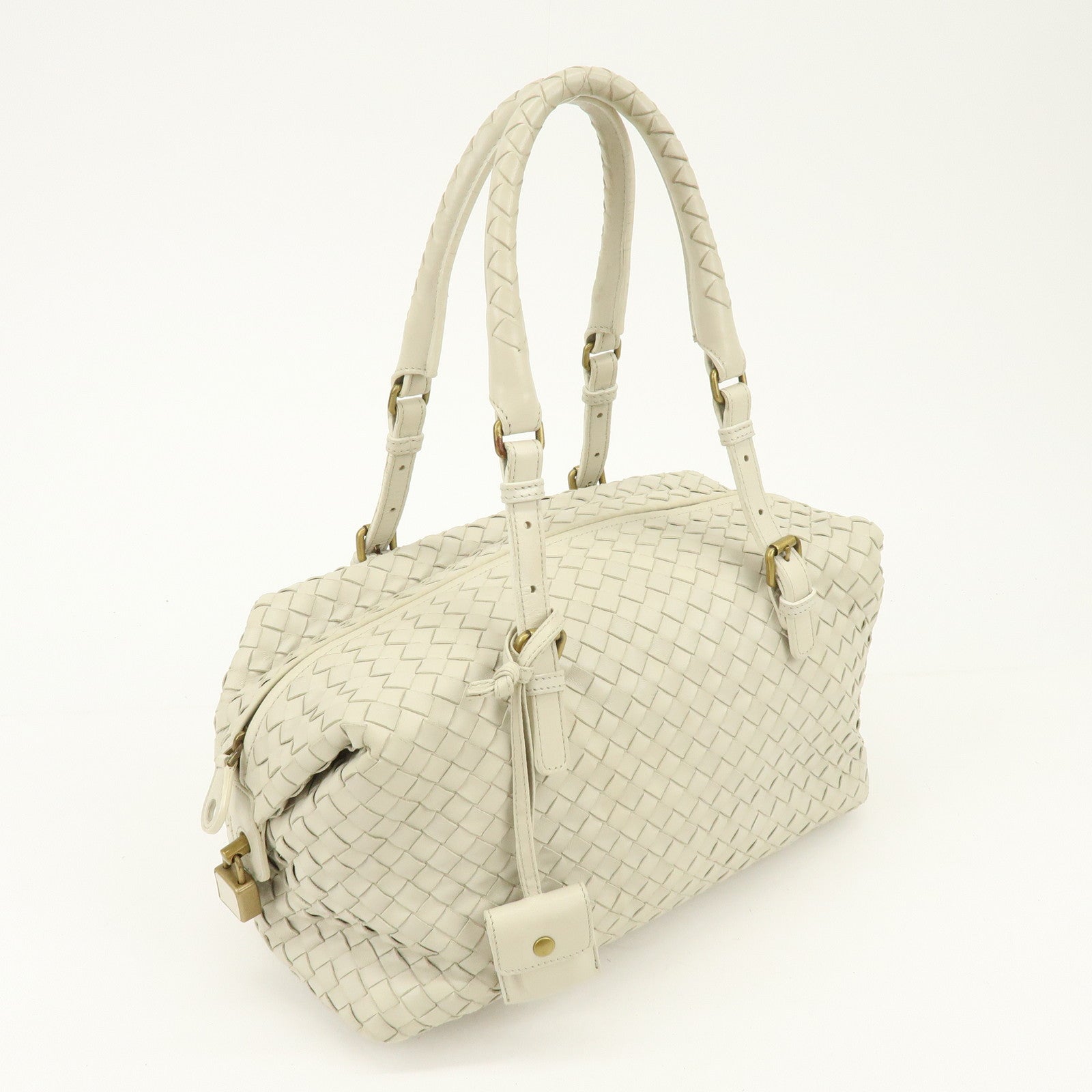 BOTTEGA VENETA Montaigne Intrecciato Leather Boston Bag 173398