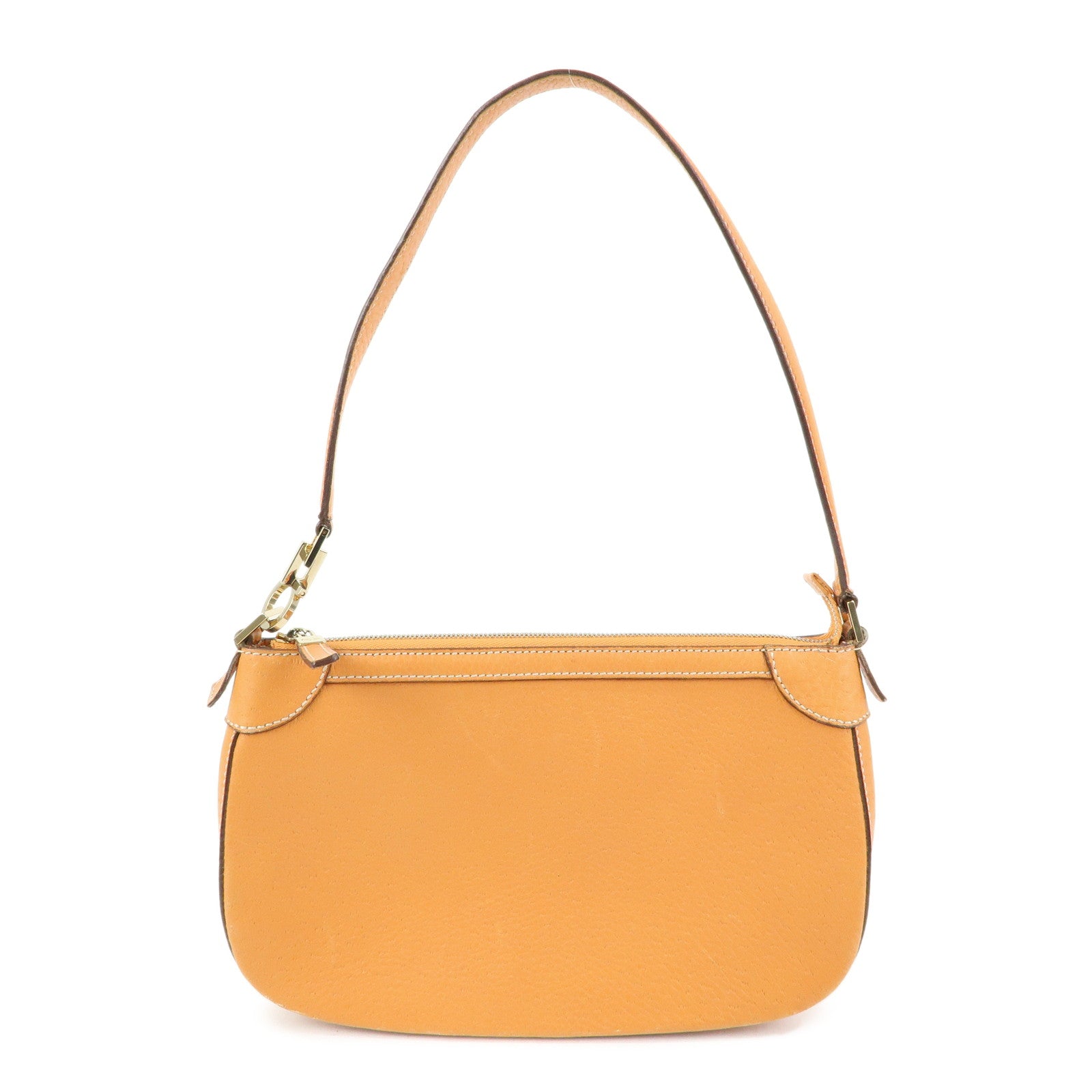 Ferragamo Gancini Leather Hand Bag Shoulder Bag Orange