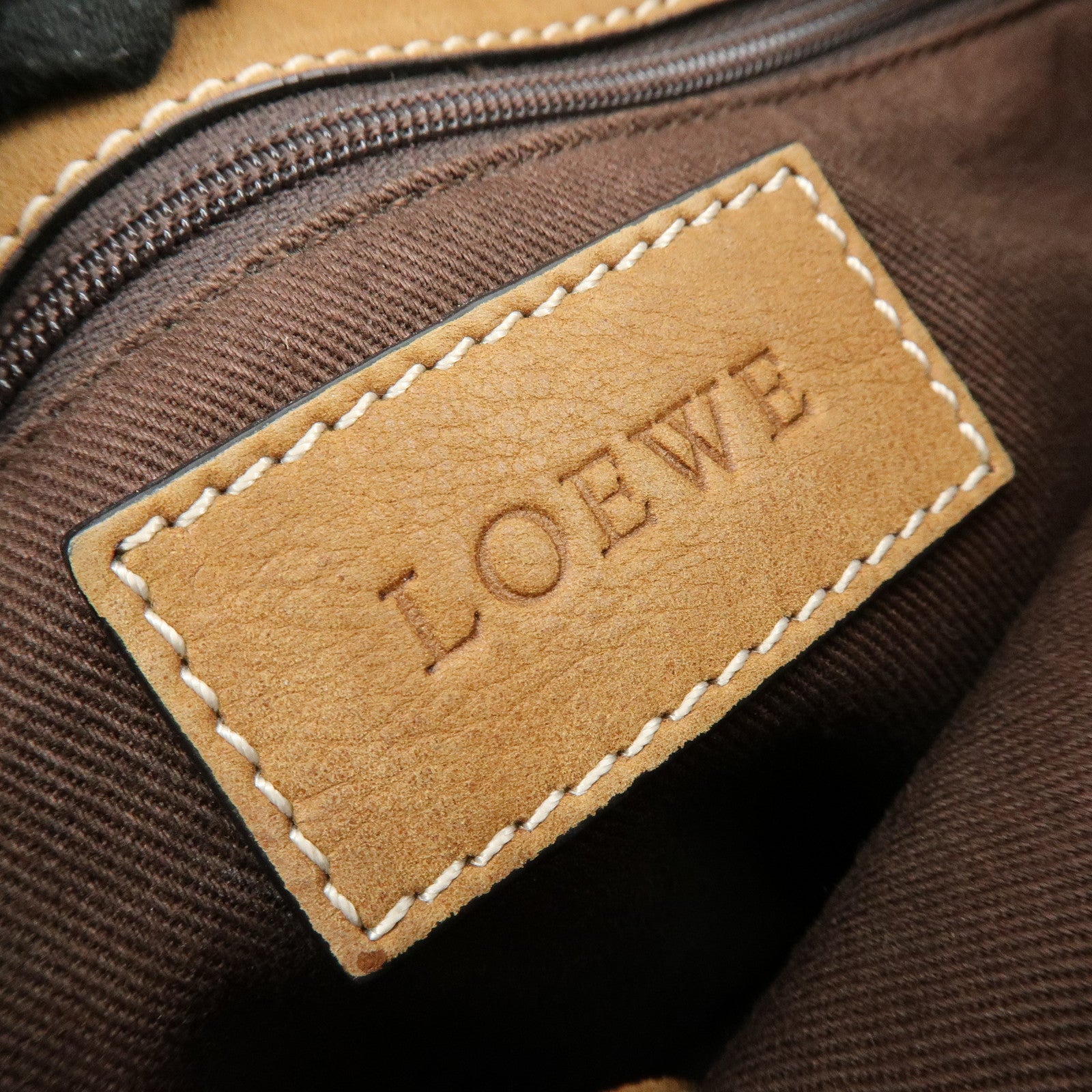 LOEWE Logo Leather Chain Shoulder Bag Crossbody Bag Brown