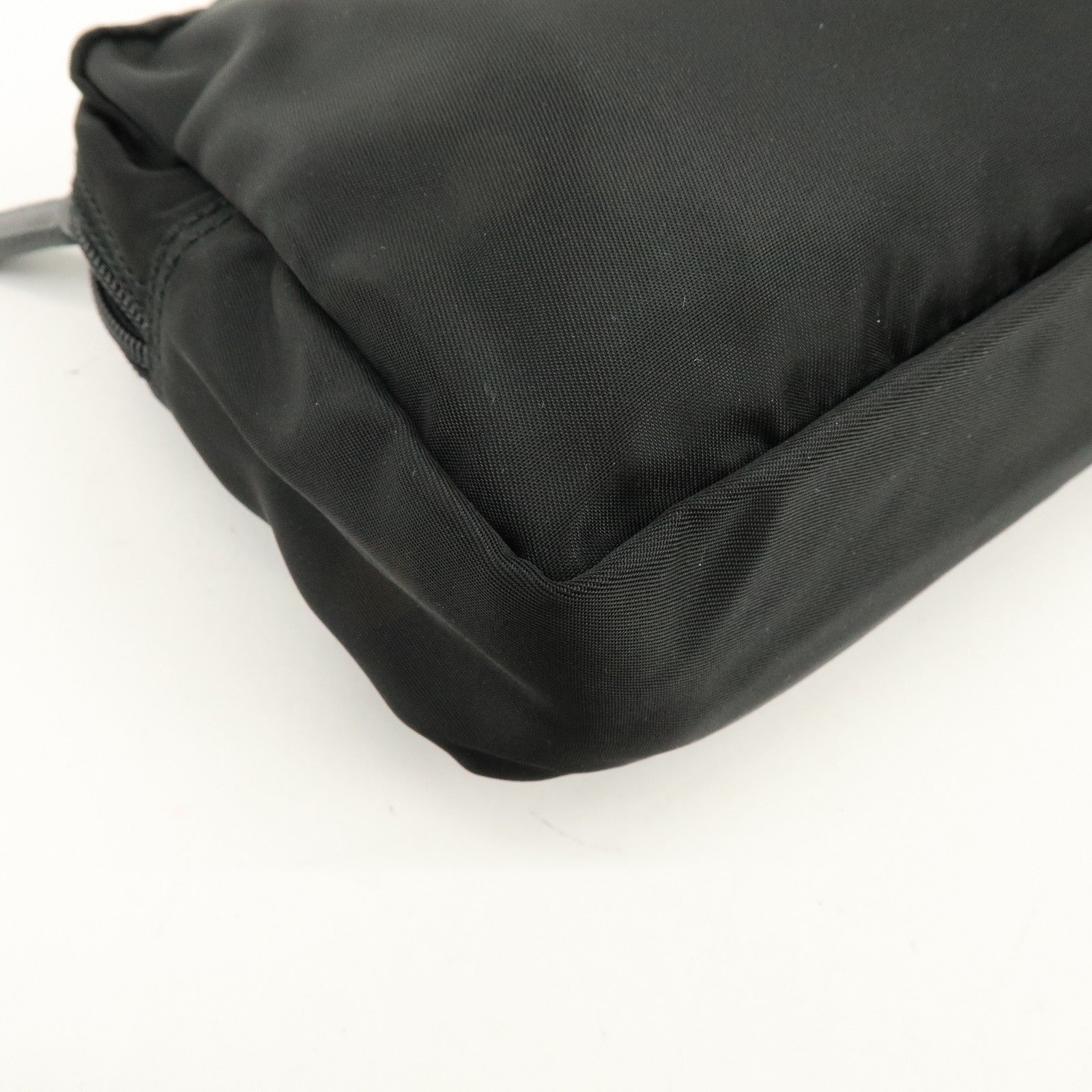 PRADA Triangle Logo Nylon Pouch Cosmetic Case Black